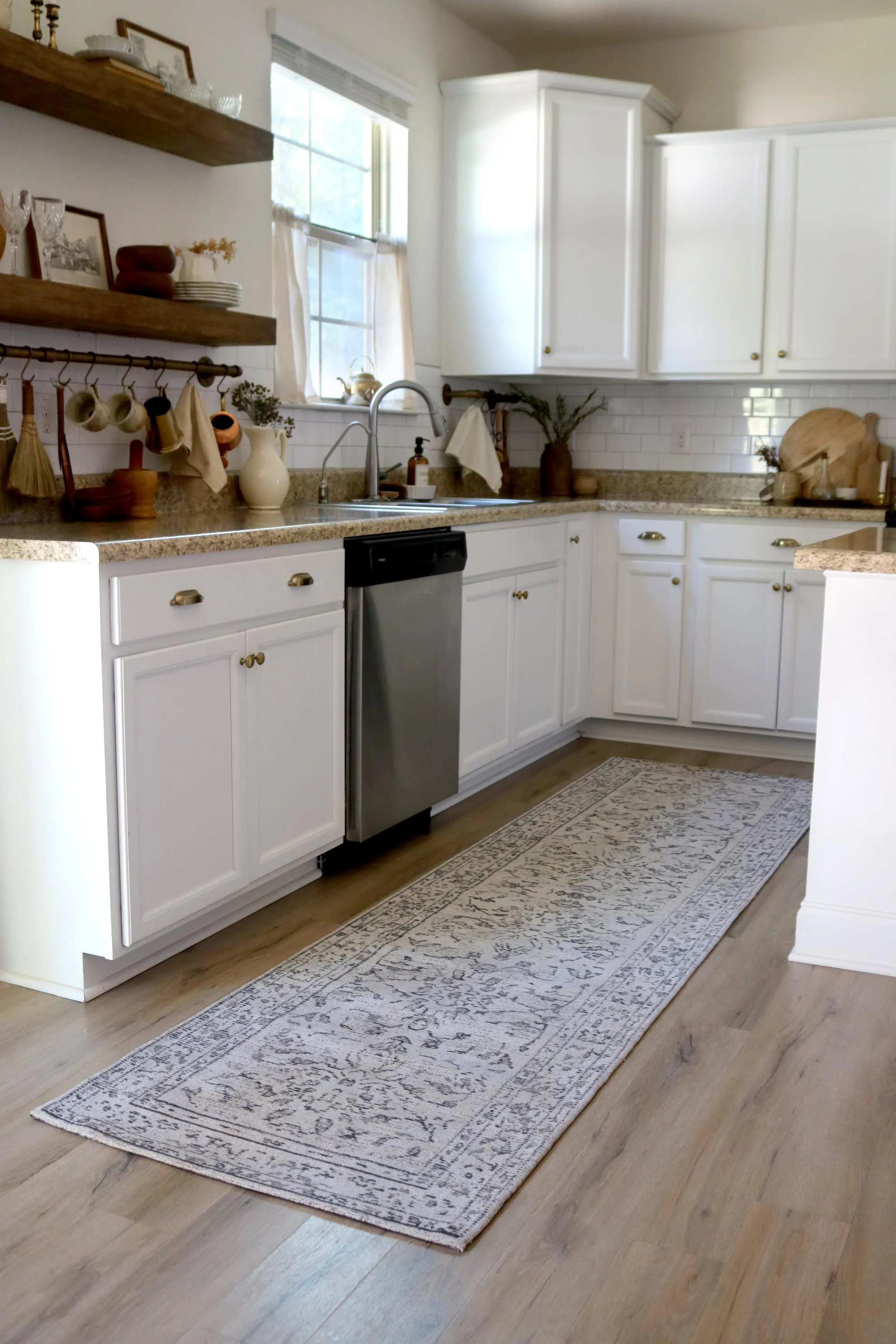 Sonia Beige and Grey Floral Pattern Runner Rug - Image 6