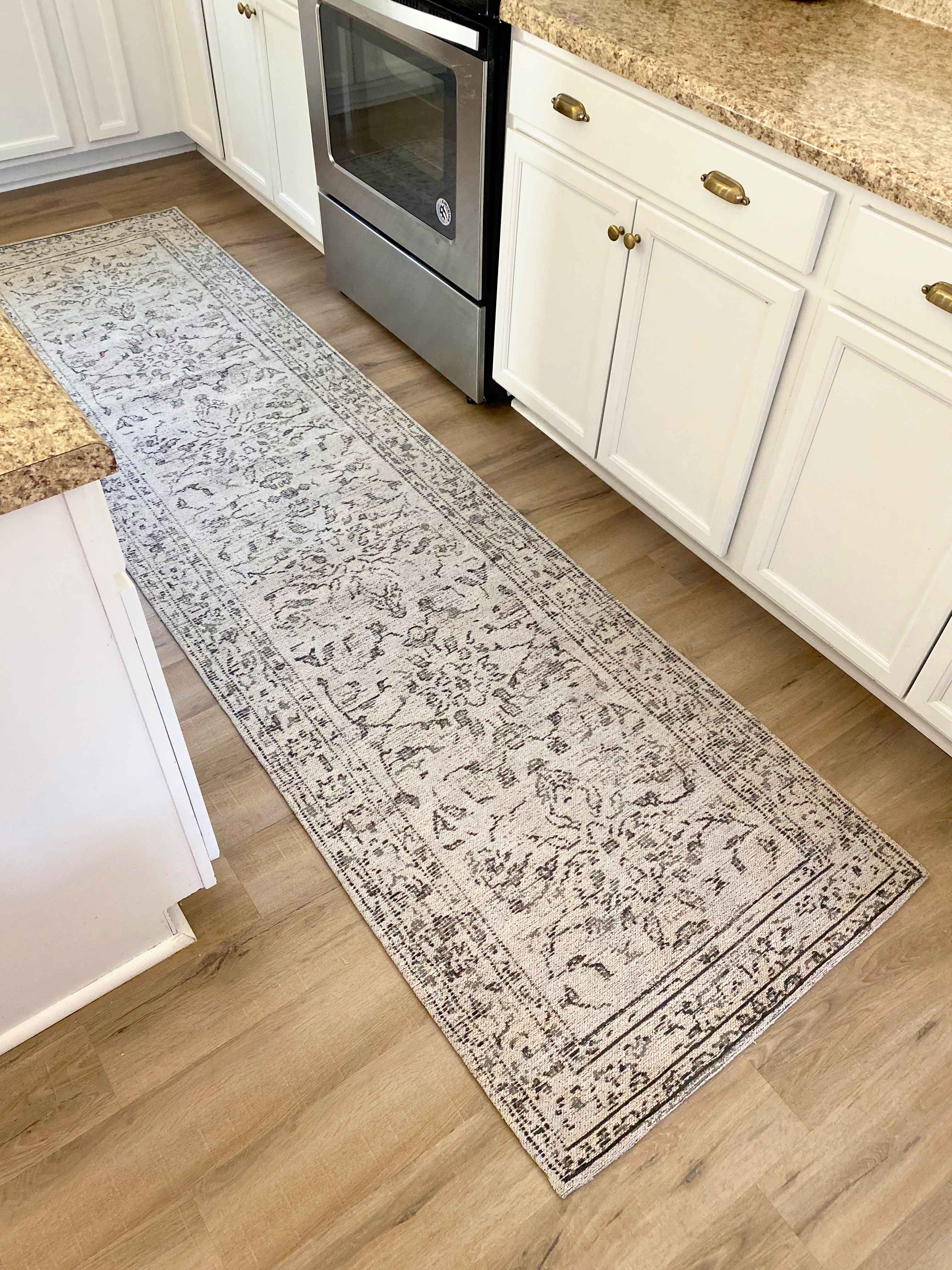 Sonia Beige and Grey Floral Pattern Runner Rug - Image 7