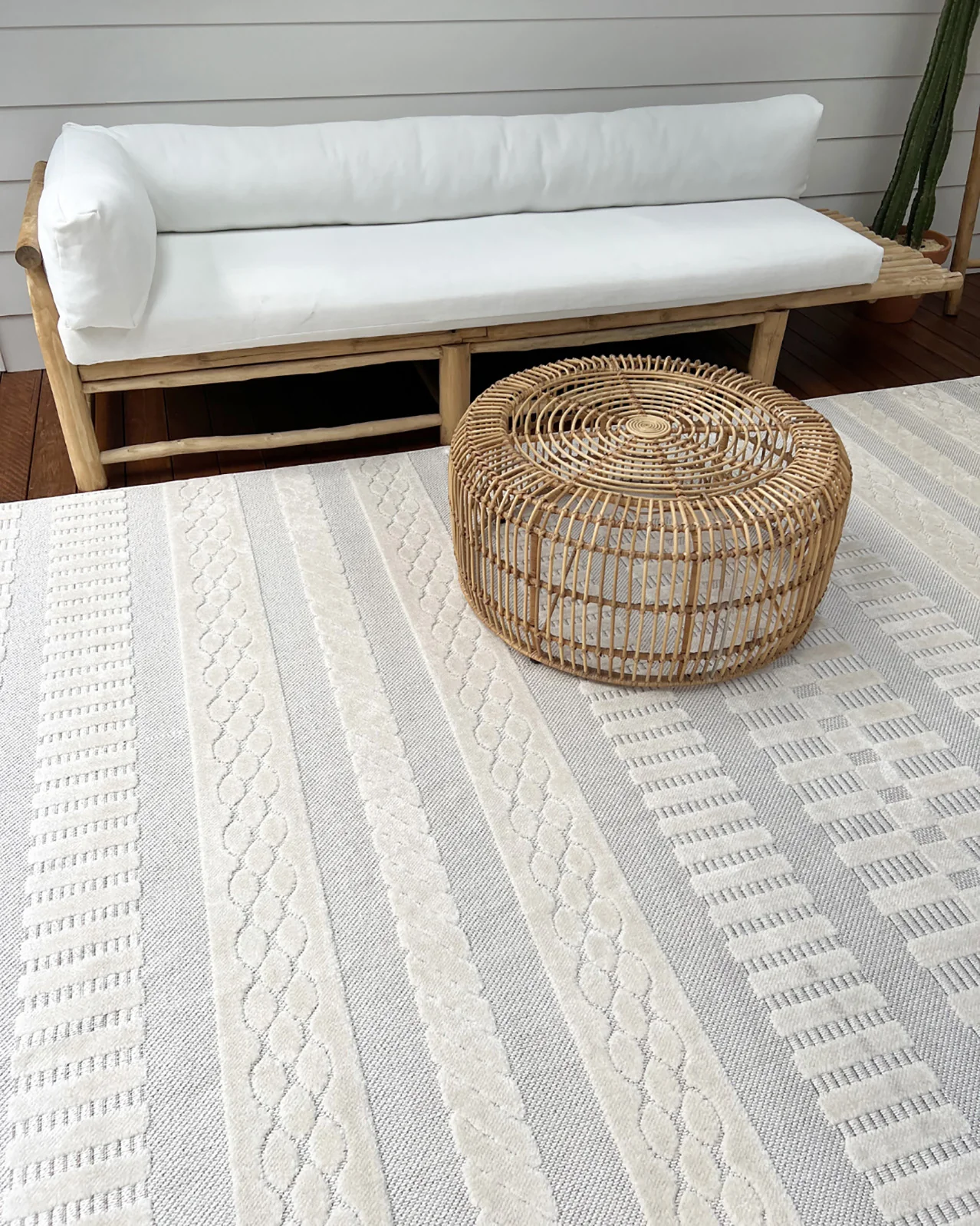 Sophie Ivory Cream Tribal Indoor Outdoor Rug - Image 2