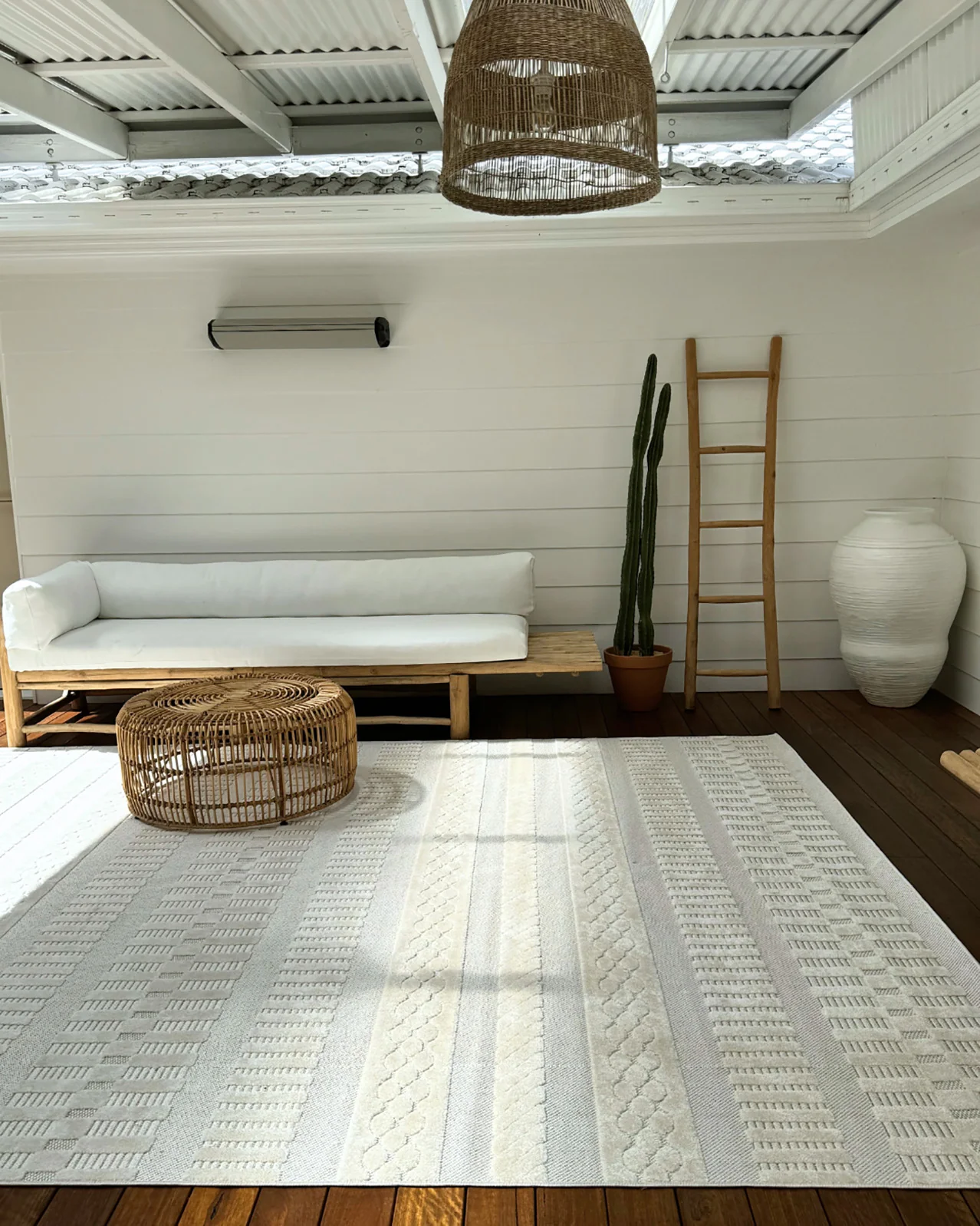 Sophie Ivory Cream Tribal Indoor Outdoor Rug - Image 4