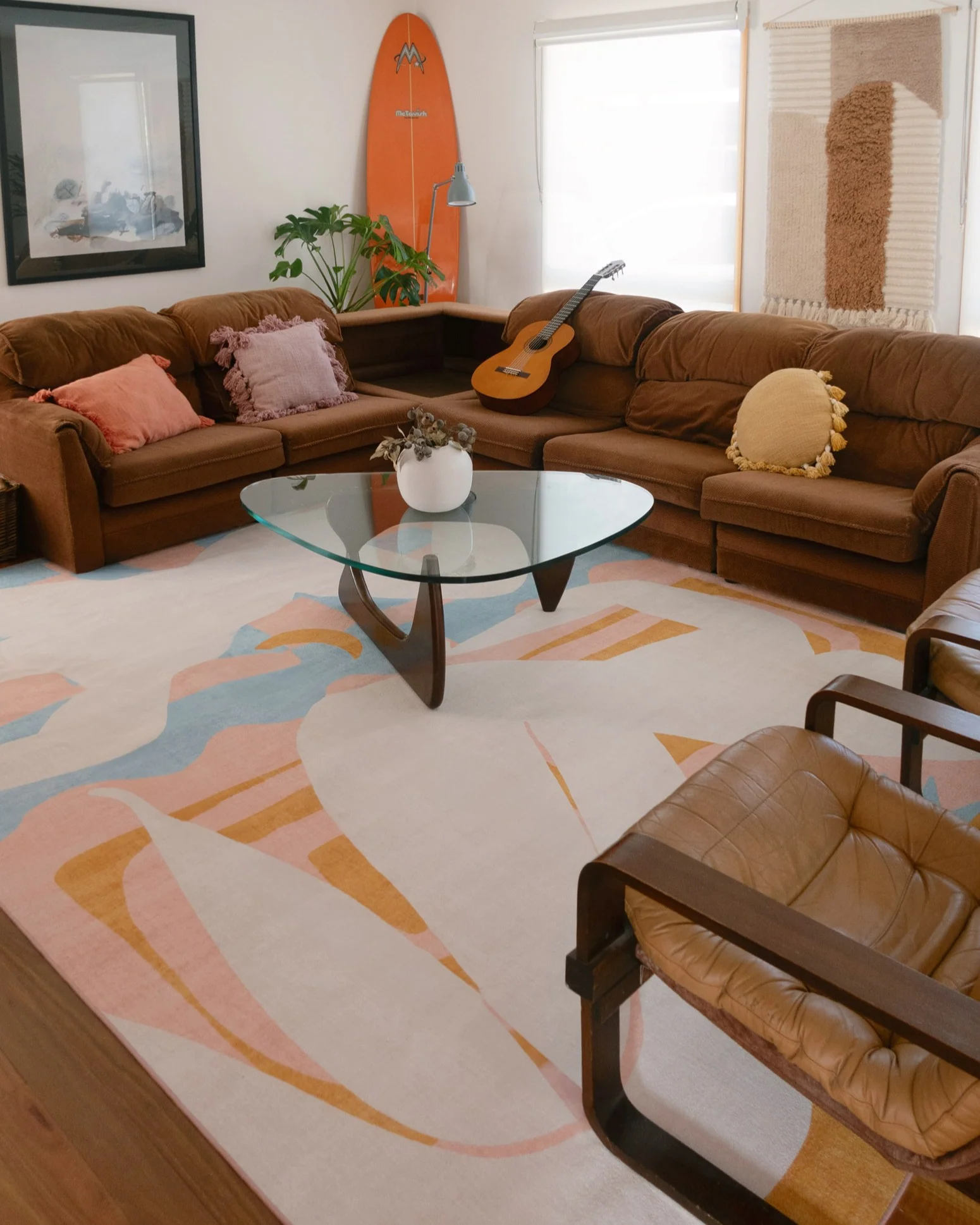 Sorata Pink and Blue Pastel Abstract Rug - Image 2