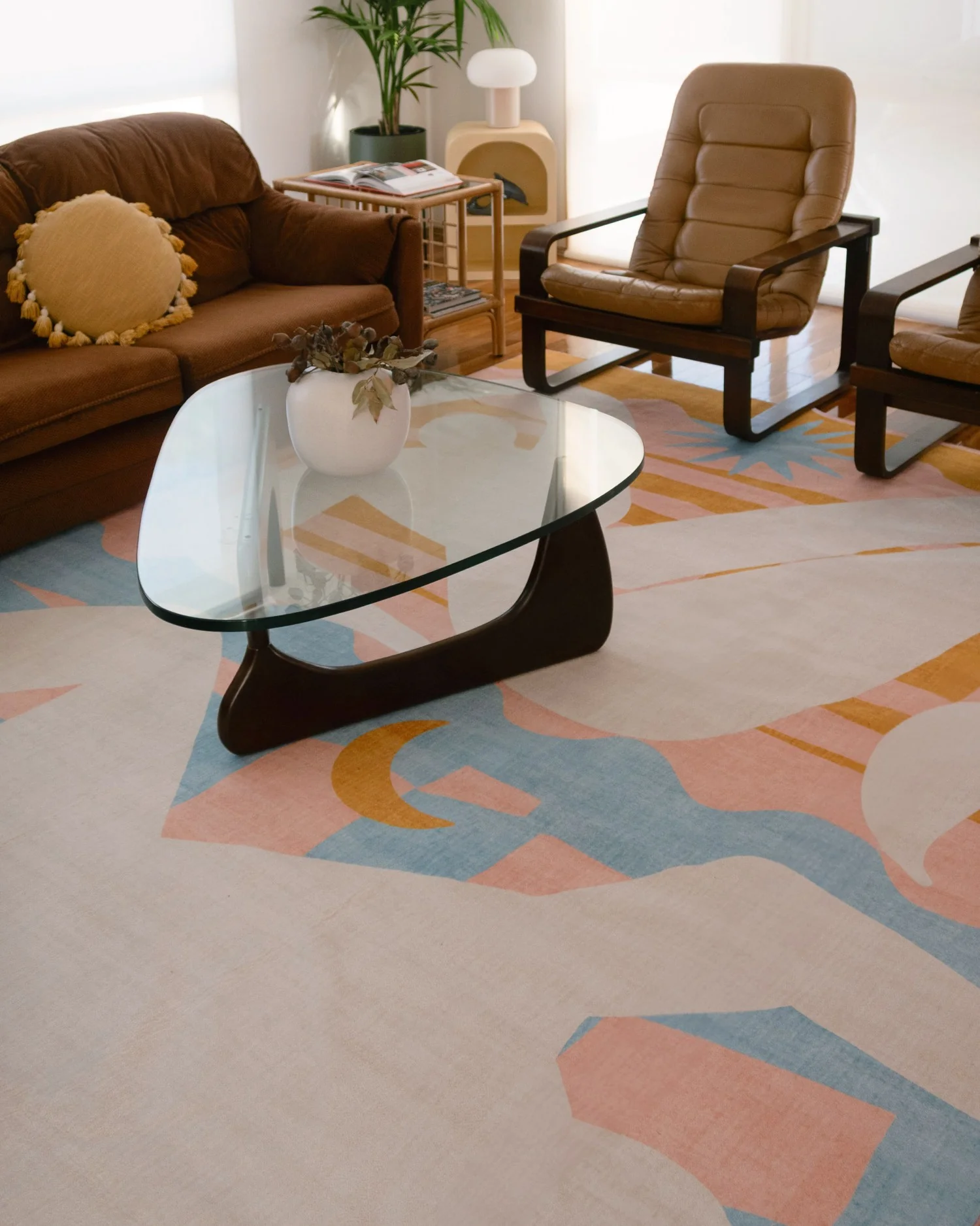 Sorata Pink and Blue Pastel Abstract Rug - Image 4