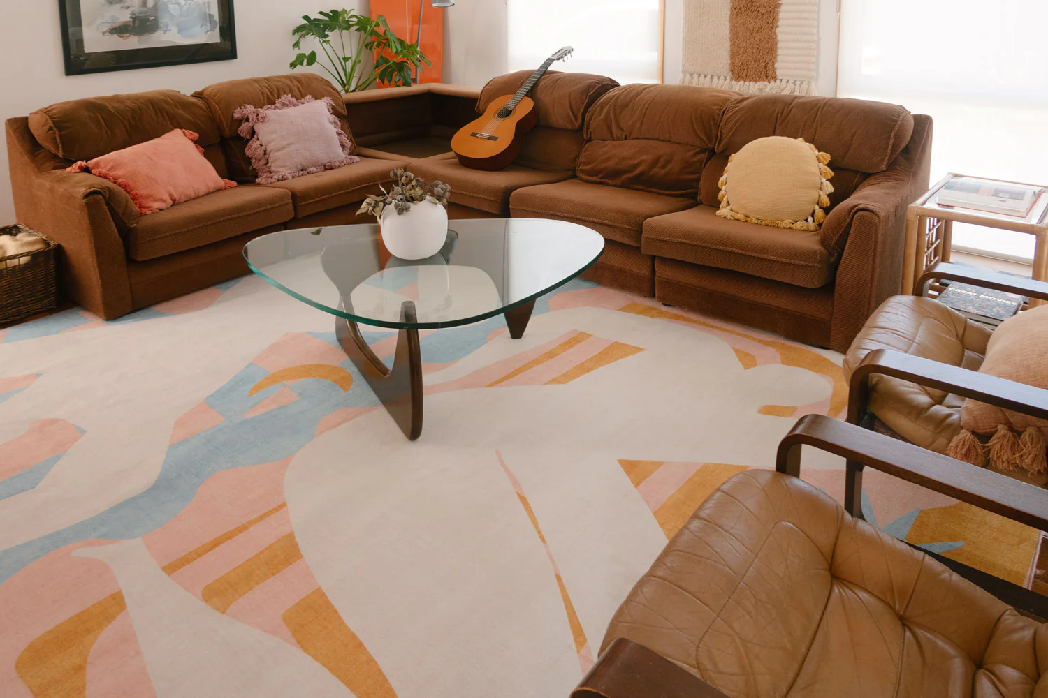 Sorata Pink and Blue Pastel Abstract Rug - Image 5