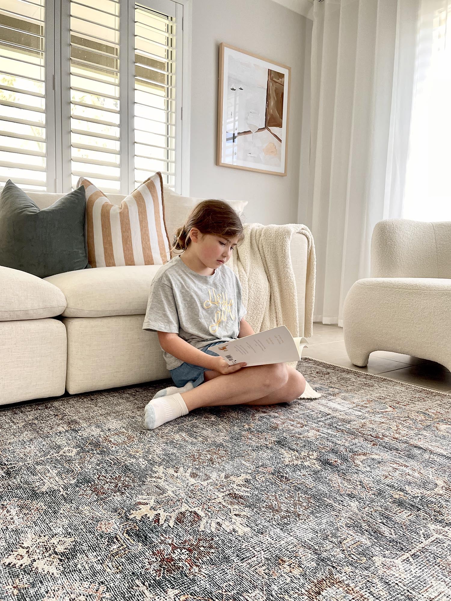 Sorra Blue and Brown Traditional Distressed Washable Rug - Image 10