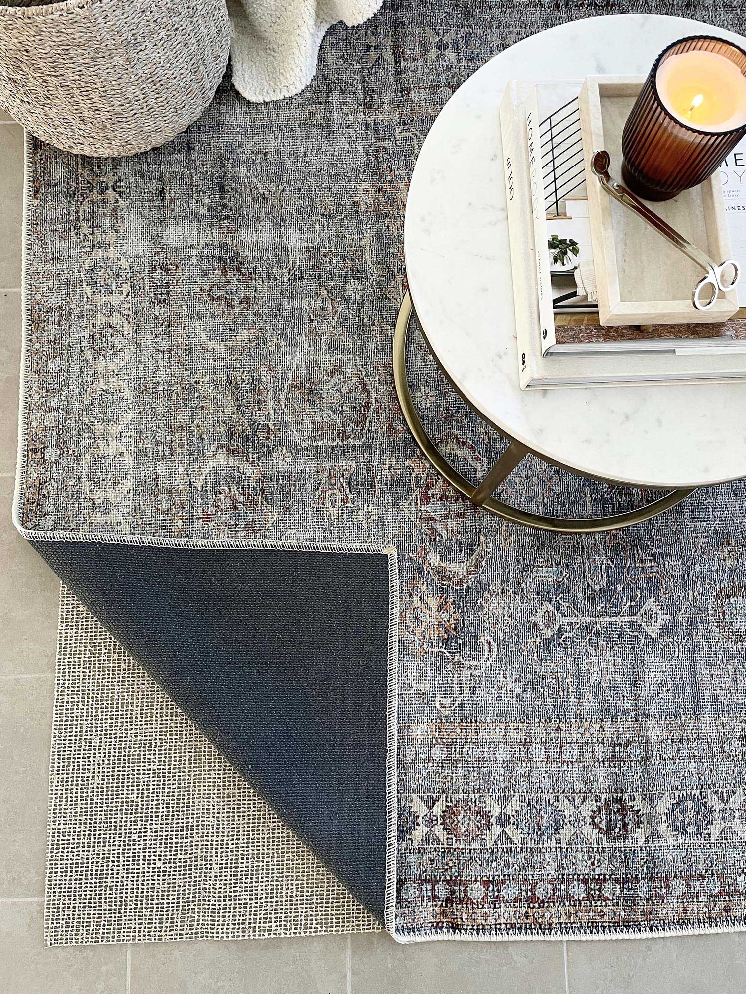 Sorra Blue and Brown Traditional Distressed Washable Rug - Image 11