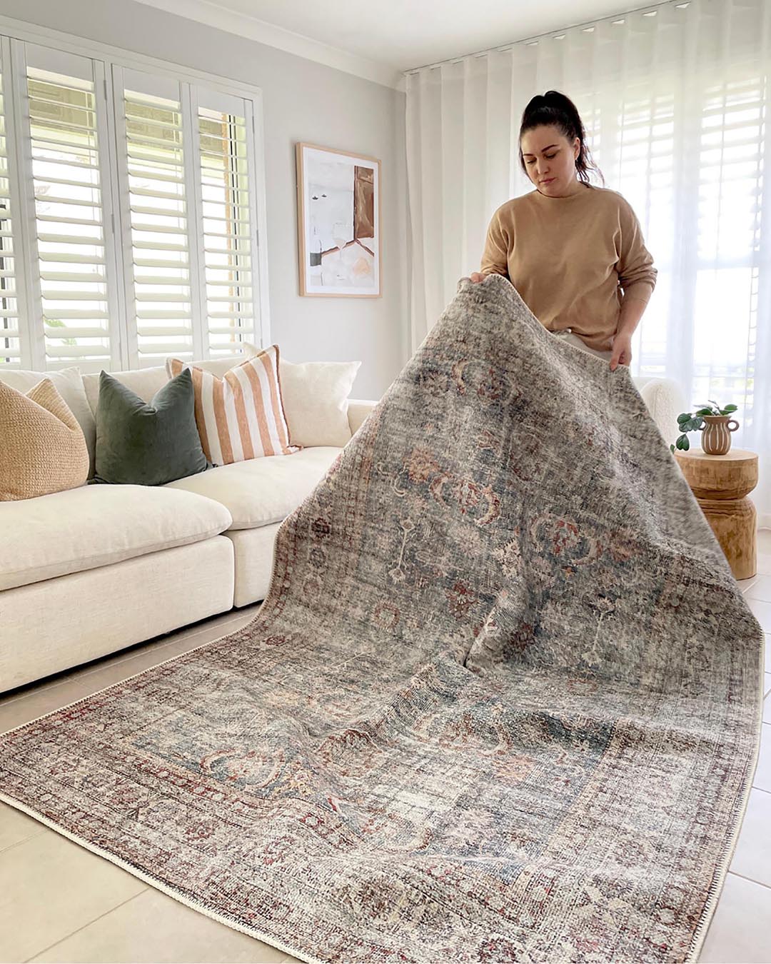 Sorra Blue and Brown Traditional Distressed Washable Rug - Image 13
