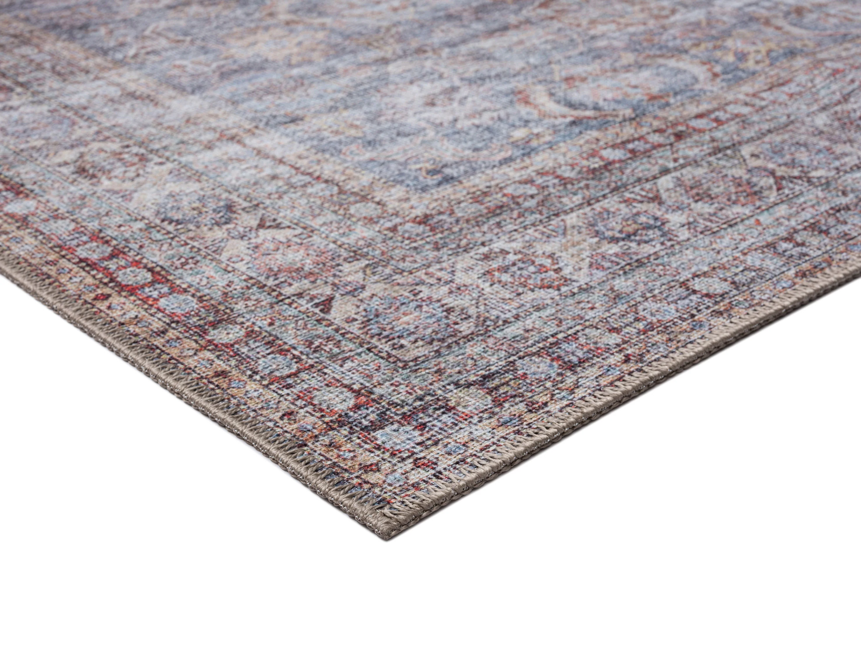 Sorra Blue and Brown Traditional Distressed Washable Rug - Image 16