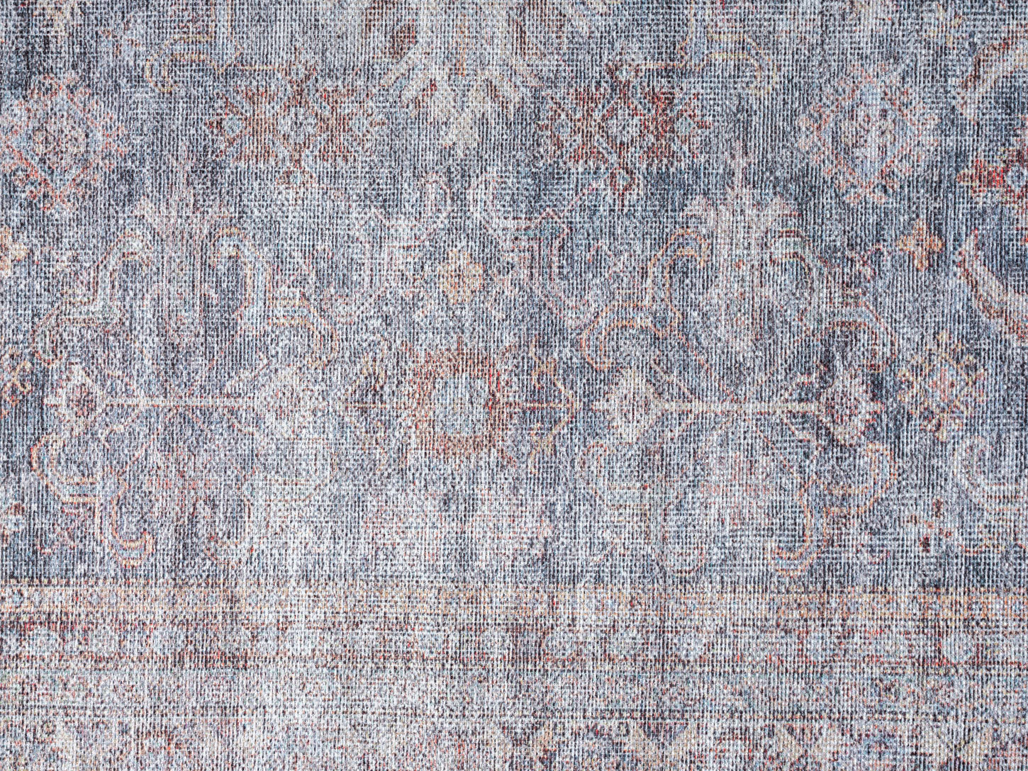 Sorra Blue and Brown Traditional Distressed Washable Runner Rug - Image 10
