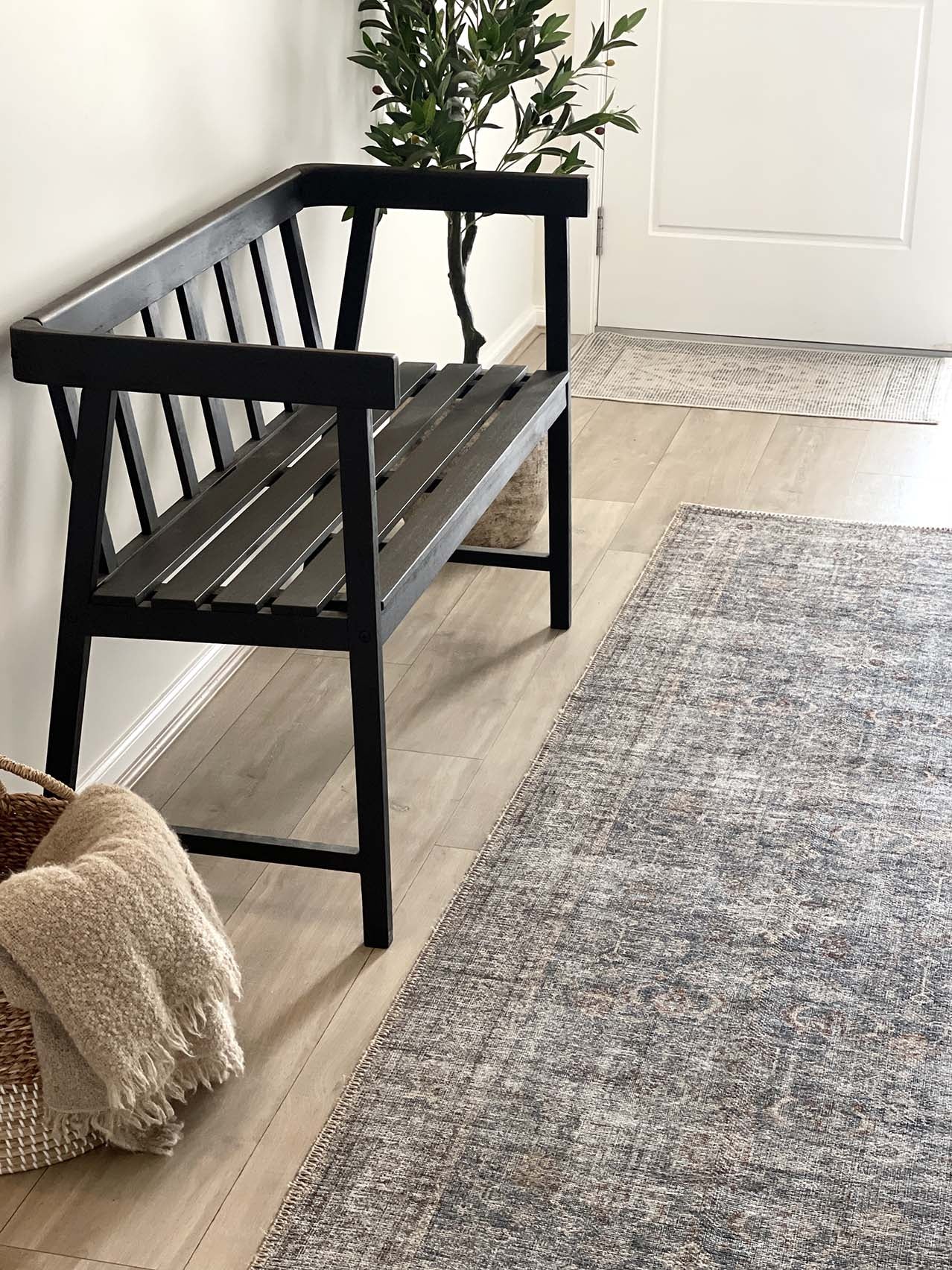 Sorra Blue and Brown Traditional Distressed Washable Runner Rug - Image 3
