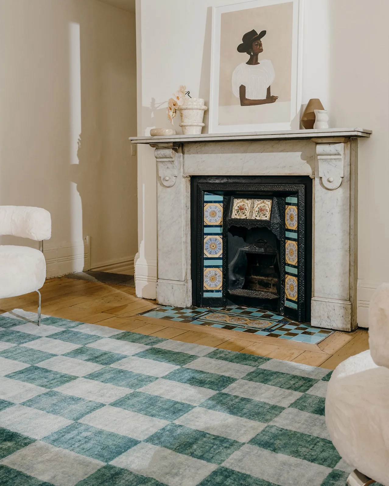 Steffi Green Checkered Washable Rug - Image 2