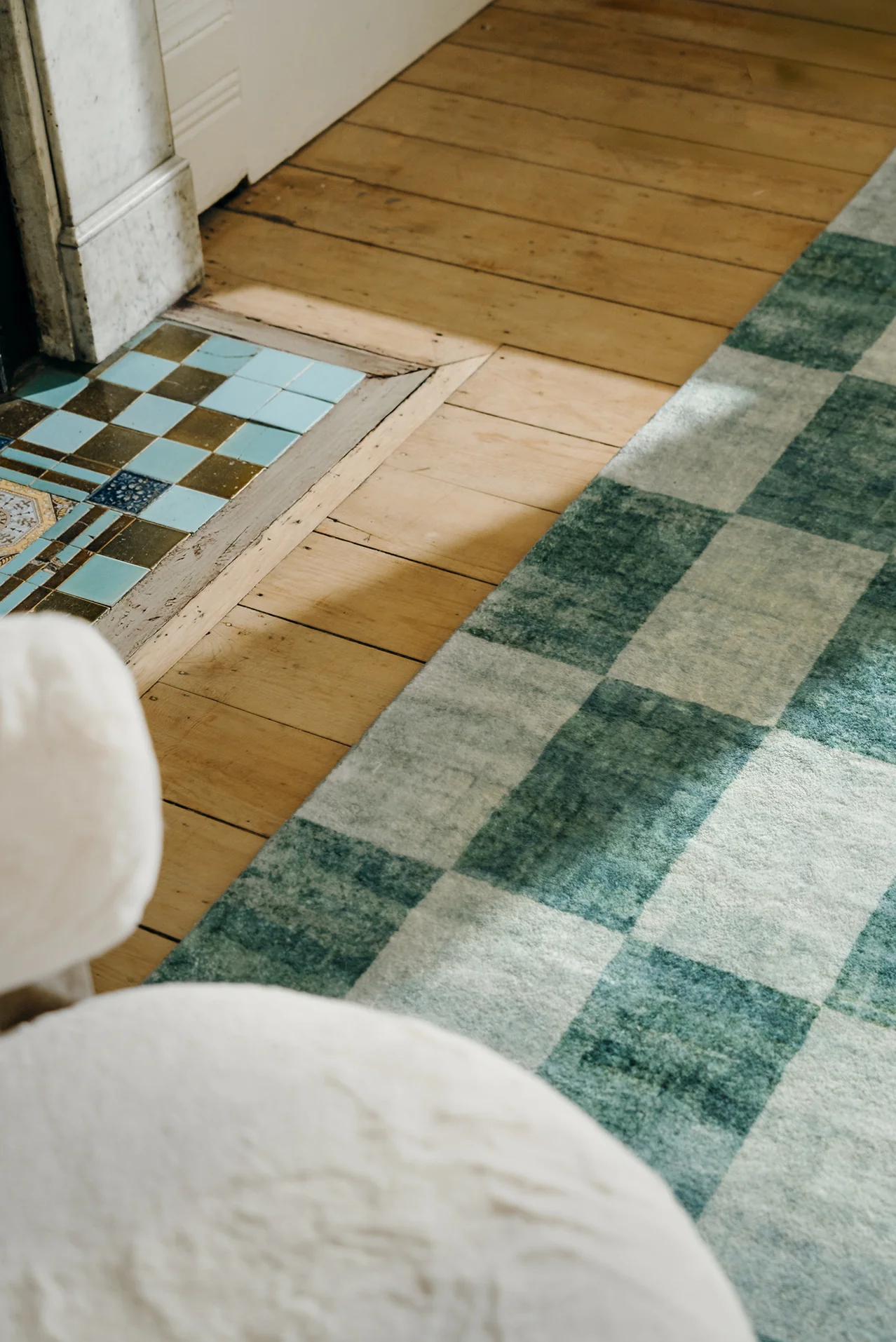 Steffi Green Checkered Washable Rug - Image 4