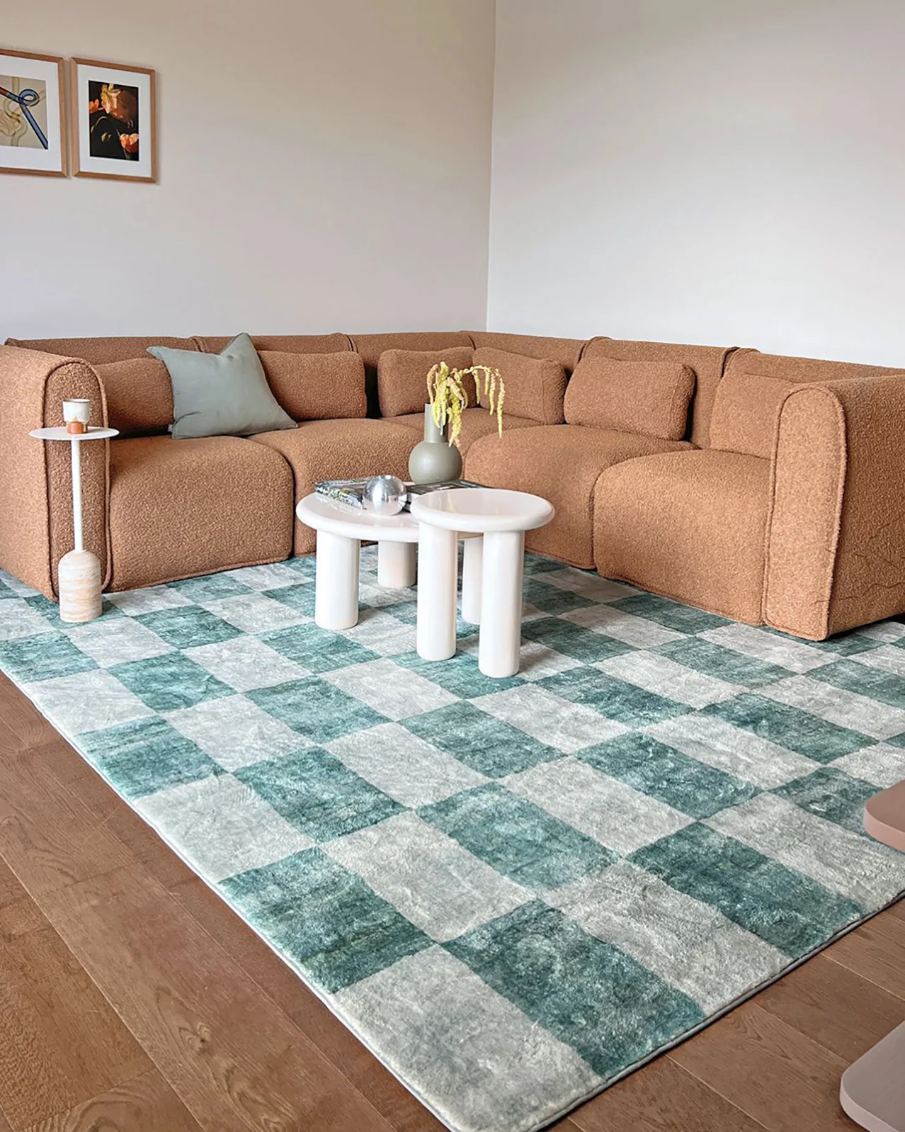 Steffi Green Checkered Washable Rug - Image 5