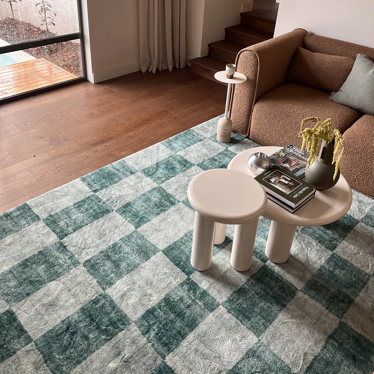 Steffi Green Checkered Washable Rug - Image 6