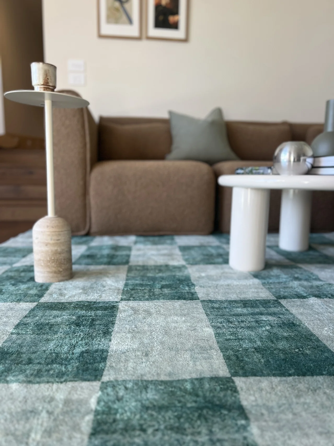 Steffi Green Checkered Washable Rug - Image 9