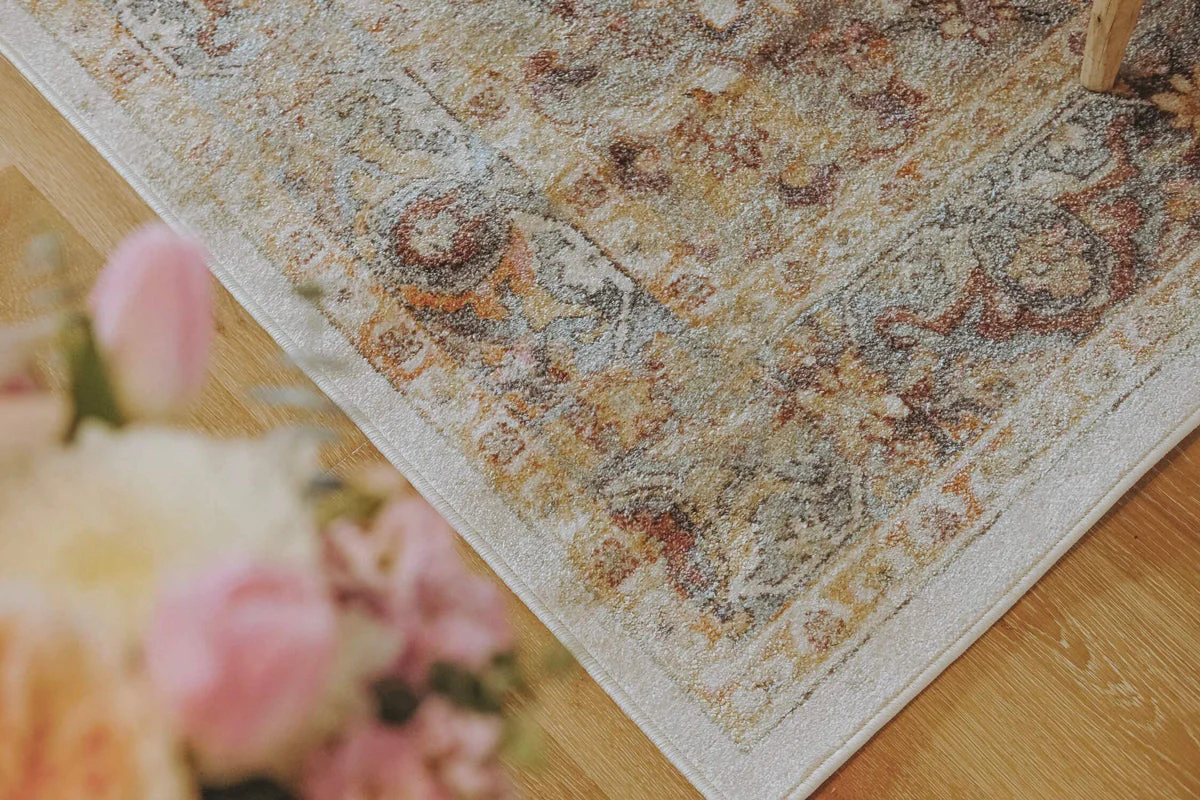 Summer Orange and Blue Multi-Colour Distressed Rug - Image 6
