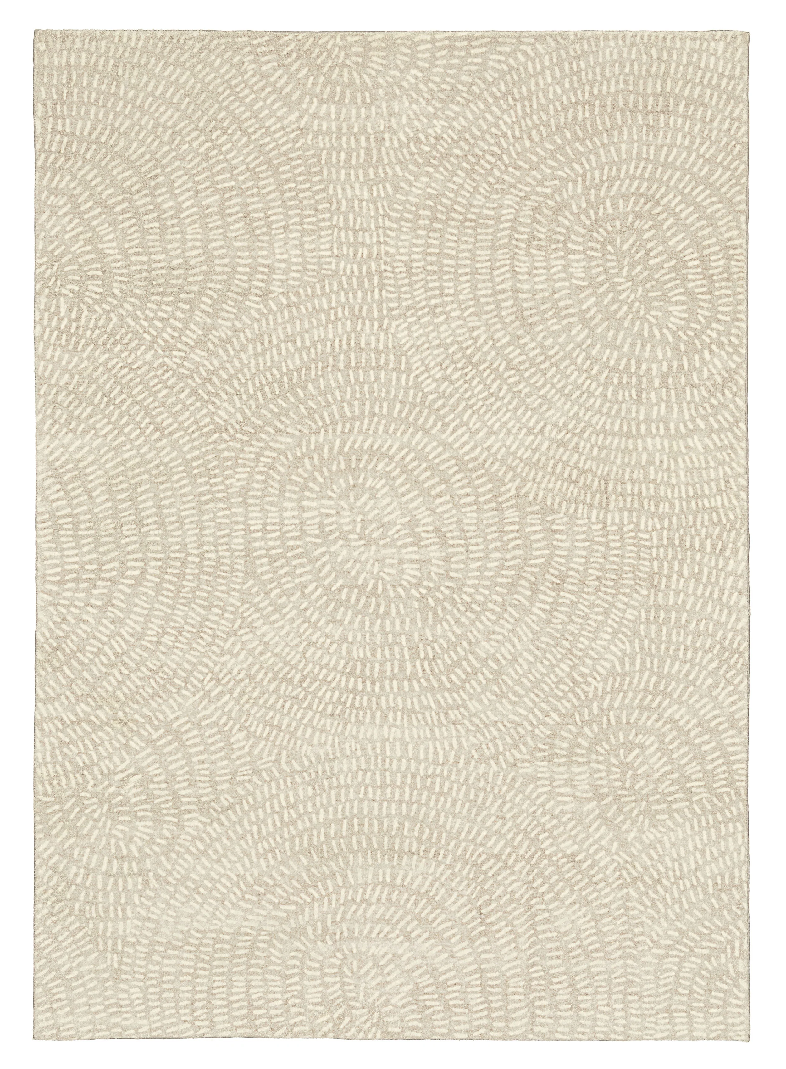 Sunita Grey Cream Circle Dot Pattern Washable Rug