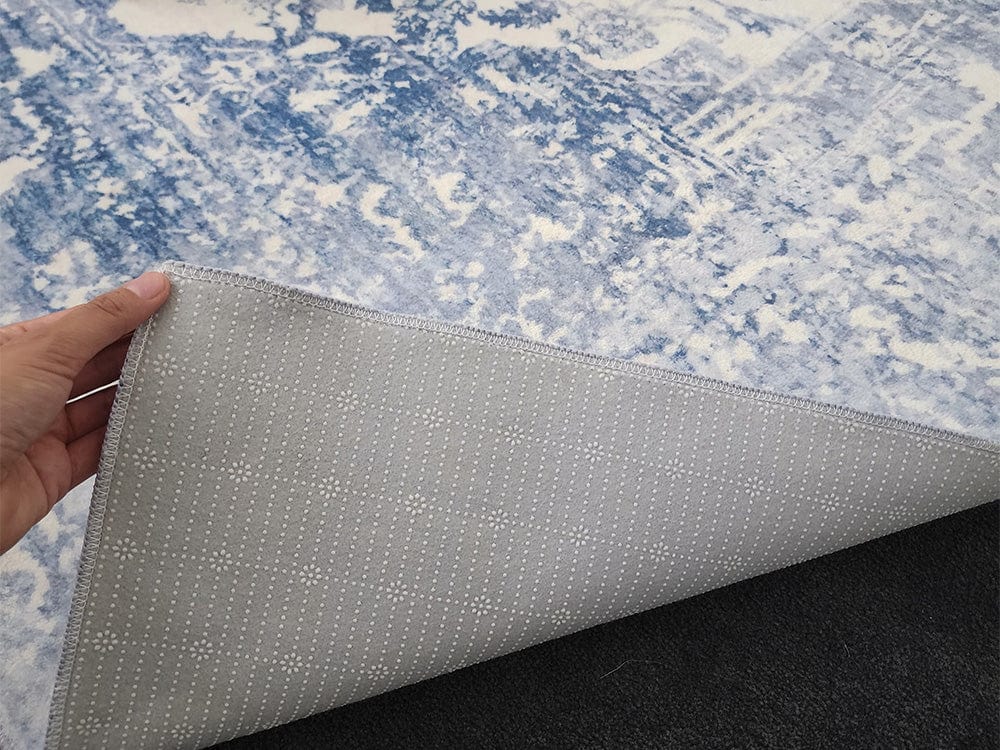 Suri Blue and Grey Distressed Washable Rug - Image 4