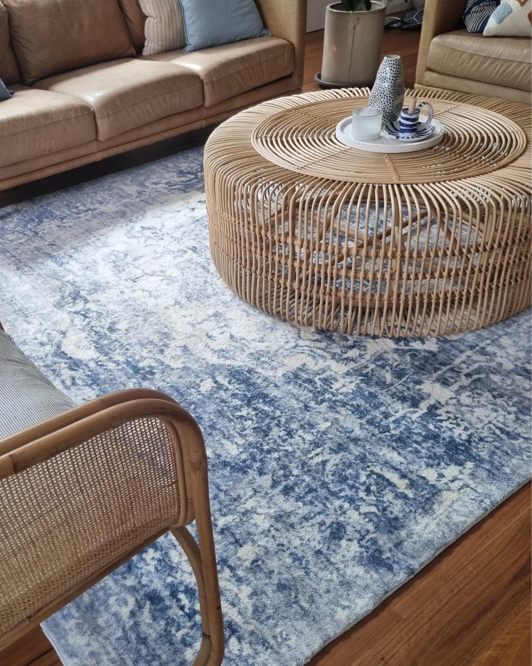 Suri Blue and Grey Distressed Washable Rug - Image 6