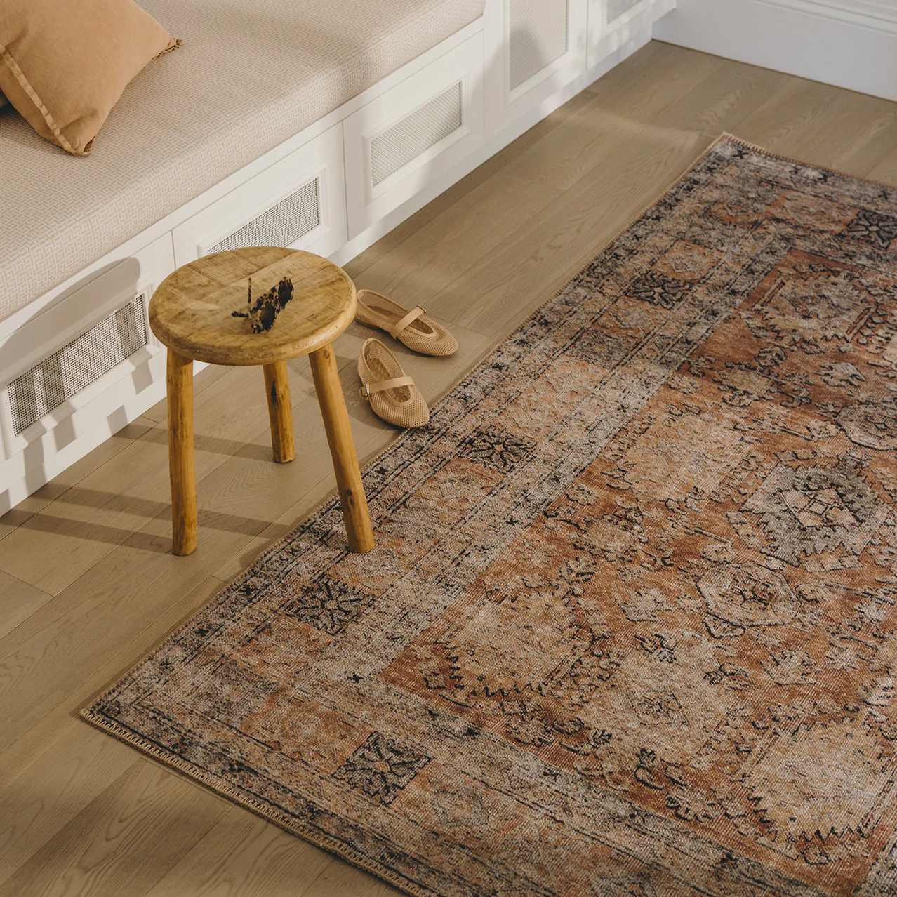 Sydelle Brown and Grey Traditional Distressed Washable Rug - Image 3