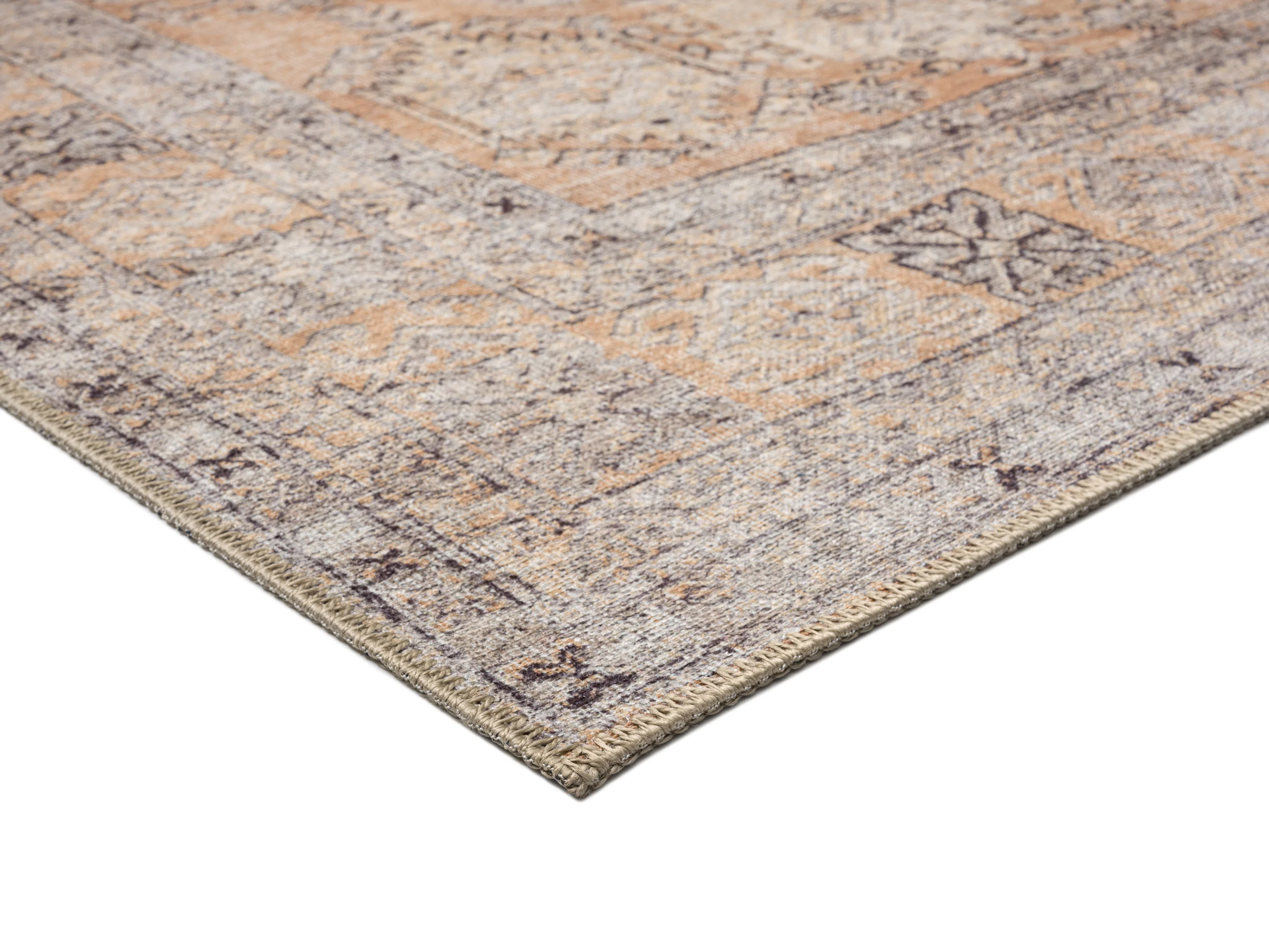 Sydelle Brown and Grey Traditional Distressed Washable Runner Rug - Image 6