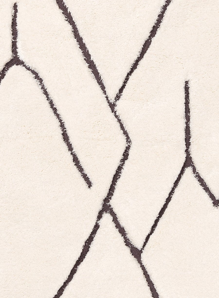 Tahlee Cream and Charcoal Grey Tribal Round Shag Rug - Image 10