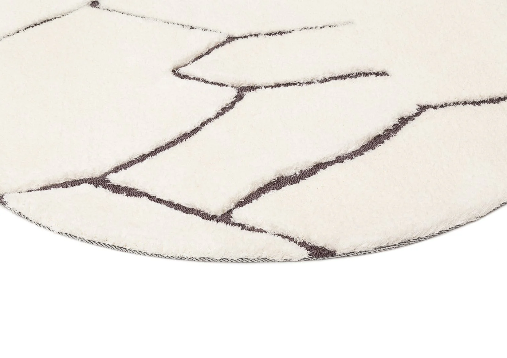 Tahlee Cream and Charcoal Grey Tribal Round Shag Rug - Image 8