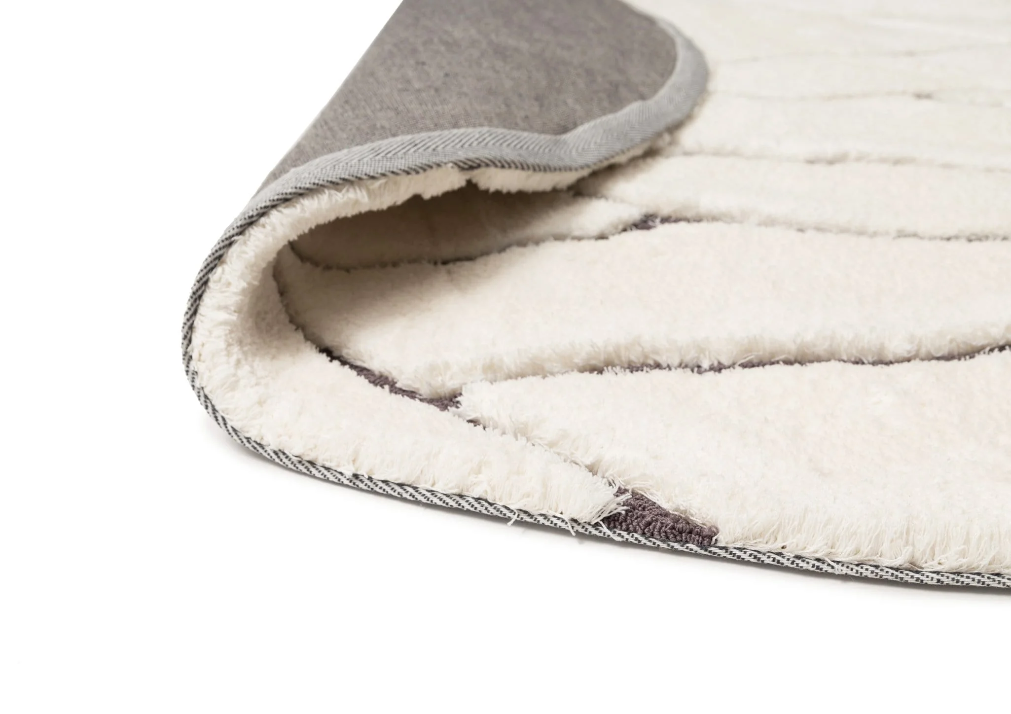 Tahlee Cream and Charcoal Grey Tribal Round Shag Rug - Image 9