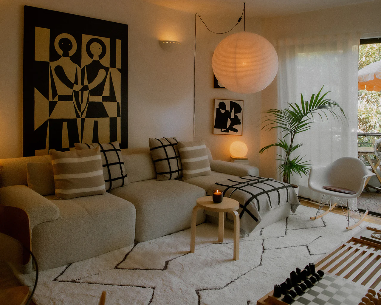 Tahlee Cream and Charcoal Grey Tribal Shag Rug - Image 3