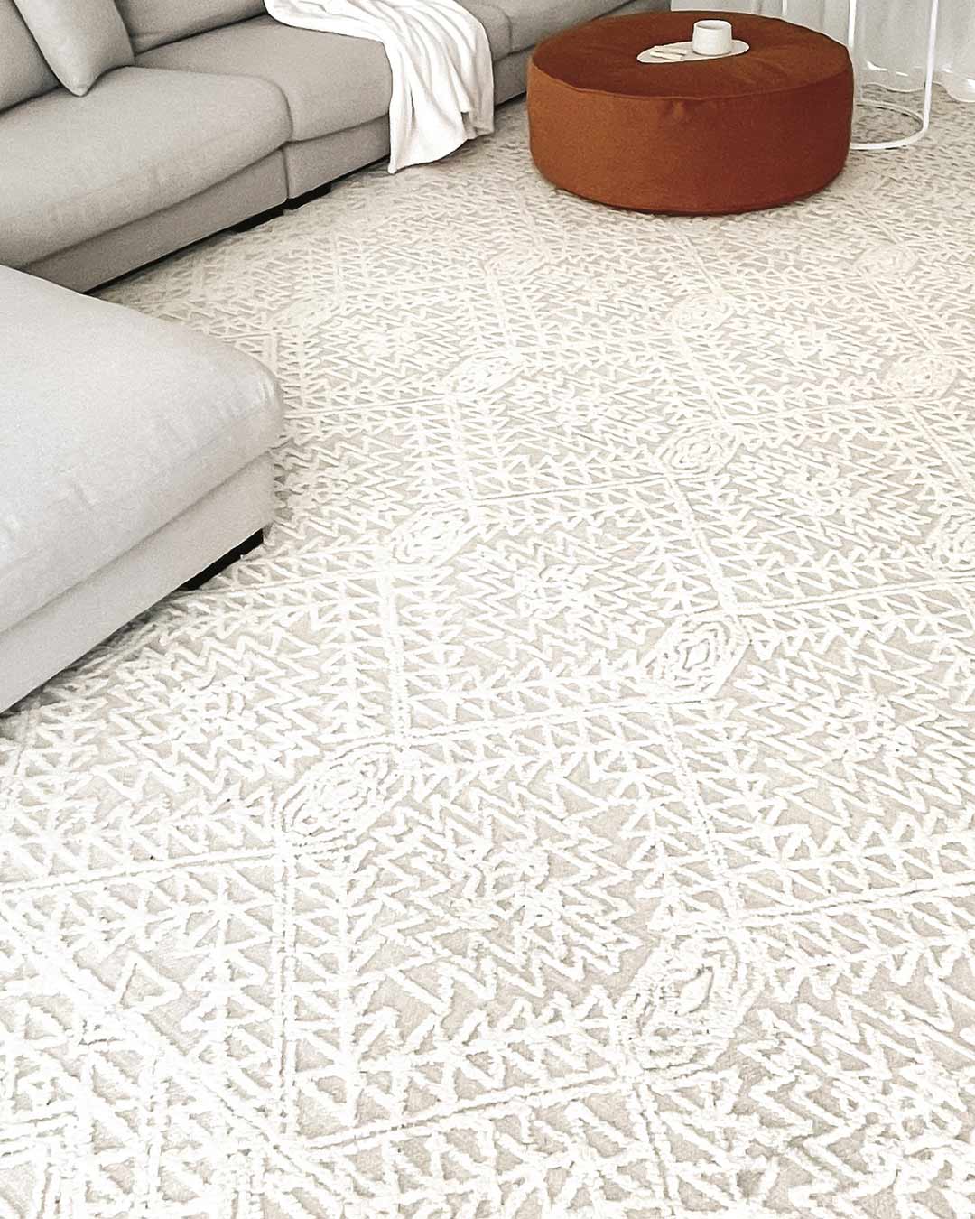 Takalo Beige and Ivory Textured Tribal Rug - Image 6