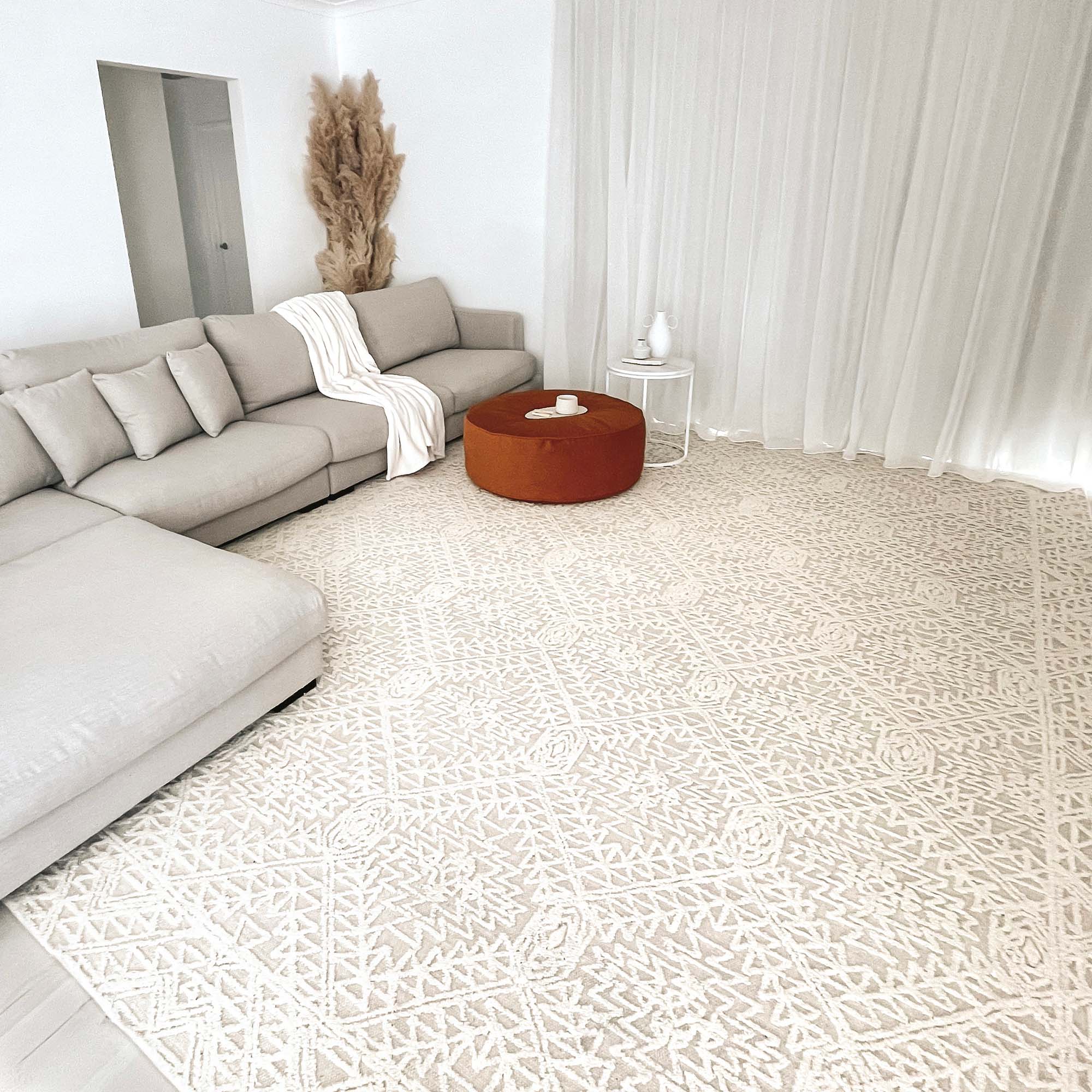 Takalo Beige and Ivory Textured Tribal Rug - Image 7