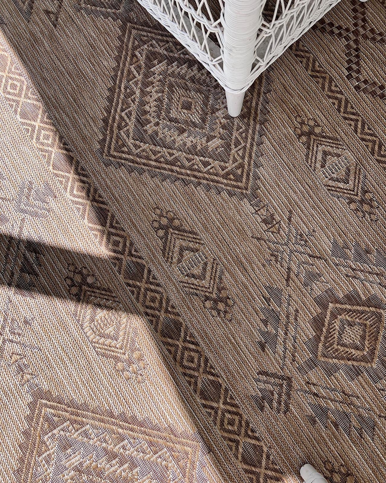 Takha Brown and Beige Tribal Flatweave Indoor Outdoor Rug - Image 15