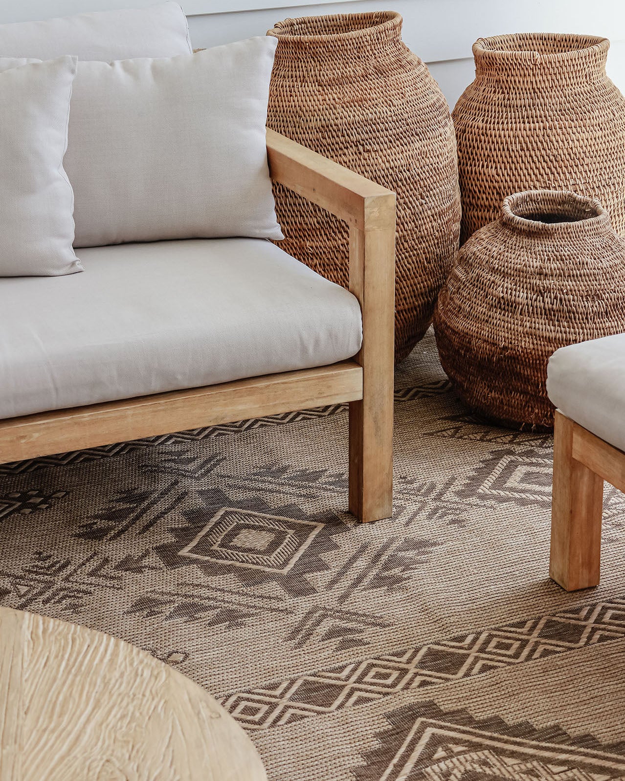 Takha Brown and Beige Tribal Flatweave Indoor Outdoor Rug - Image 6