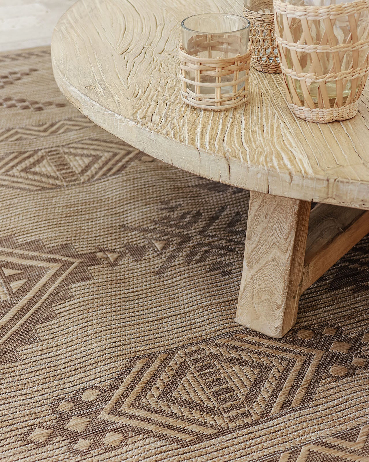 Takha Brown and Beige Tribal Flatweave Indoor Outdoor Rug - Image 7