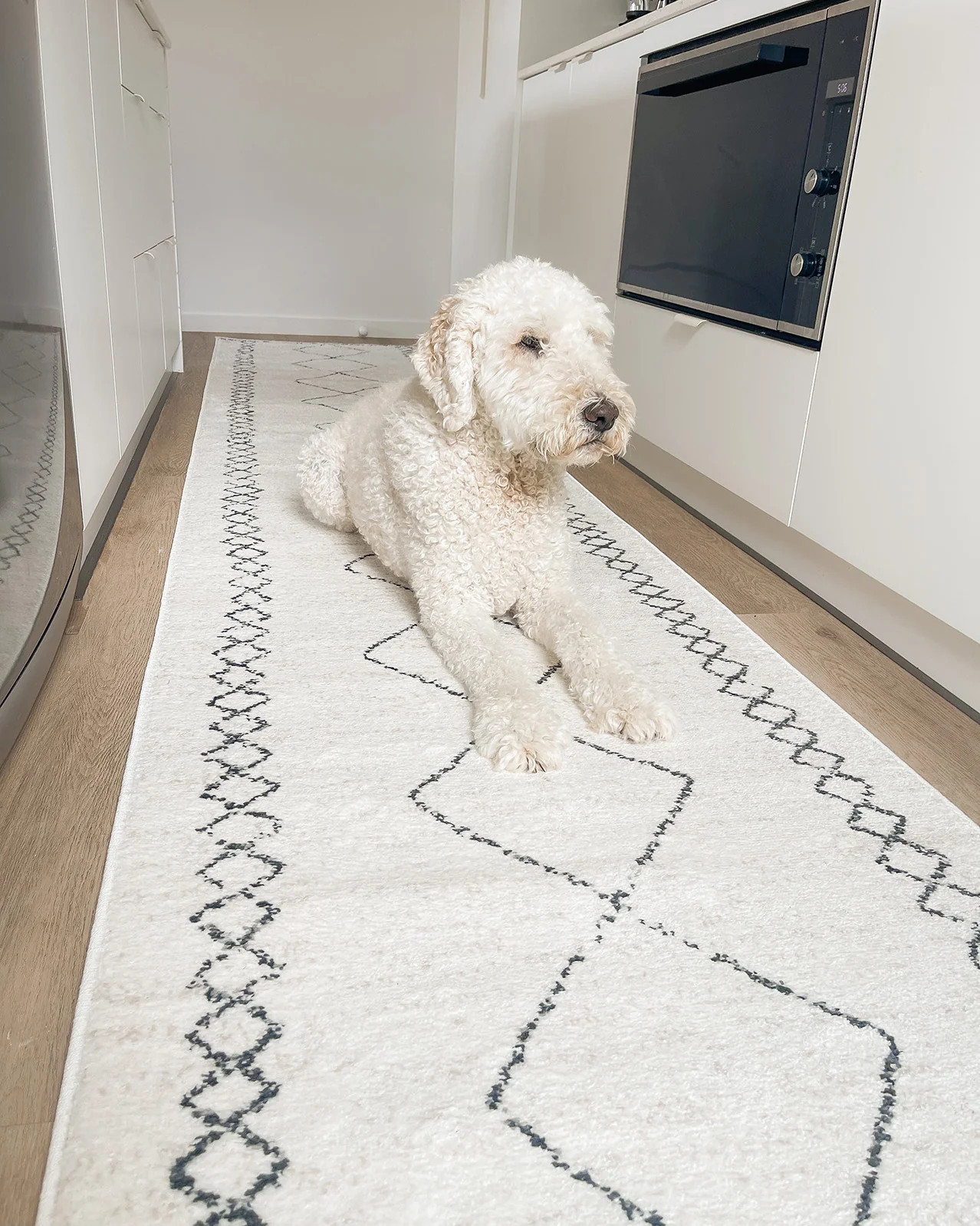 Tamira Grey and Ivory Diamond Tribal Runner Rug - Image 4