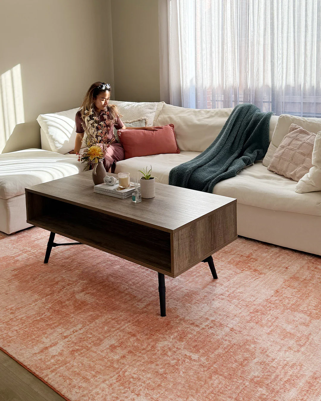 Tammy Pink Coral Minimal Washable Rug - Image 2