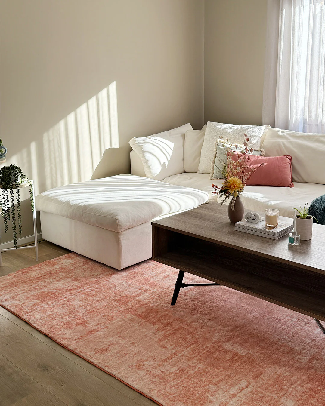 Tammy Pink Coral Minimal Washable Rug - Image 4