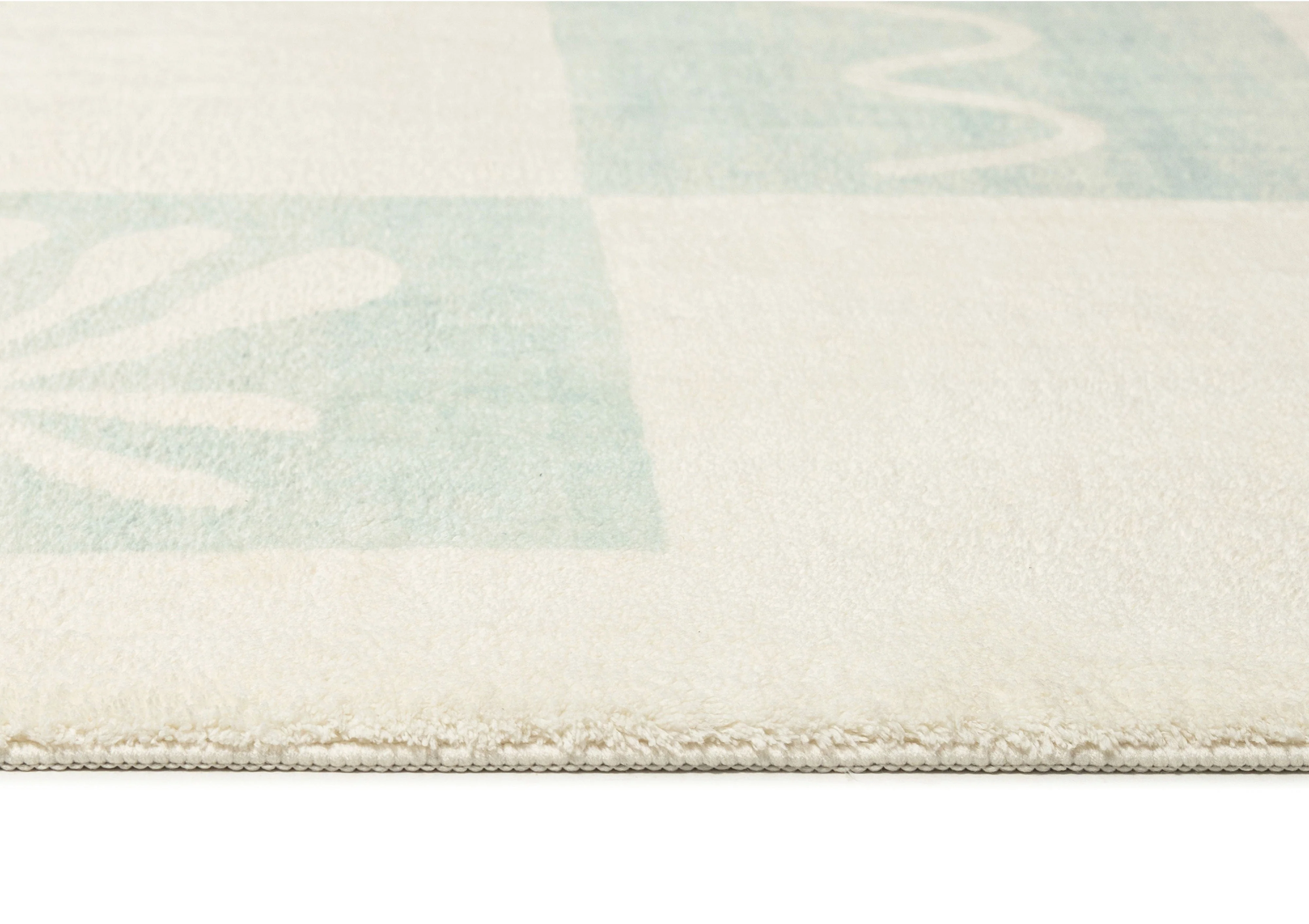 Tara Blue and Cream Checkered Washable Rug - Image 10