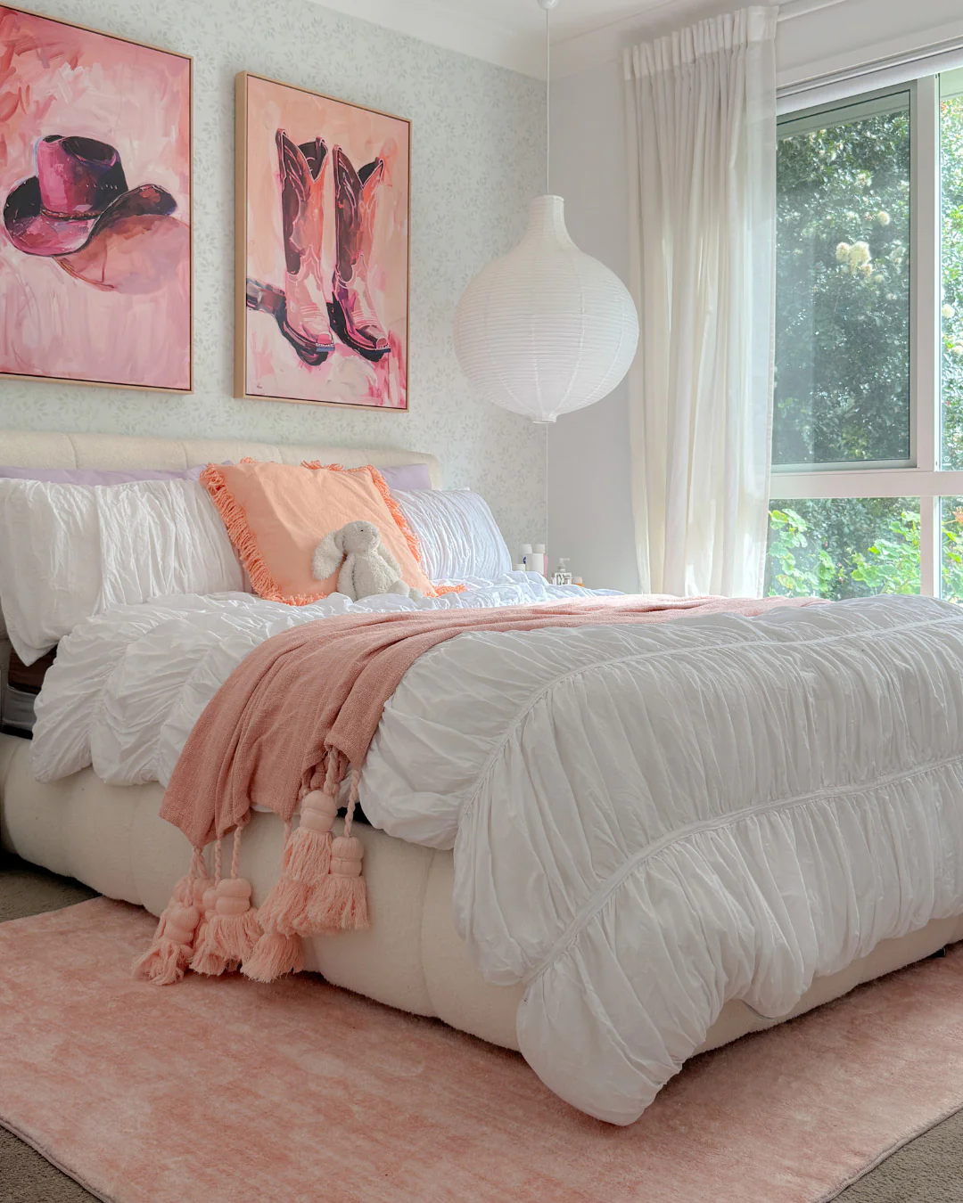 Tarquin Peach Pink Minimal Washable Rug - Image 3