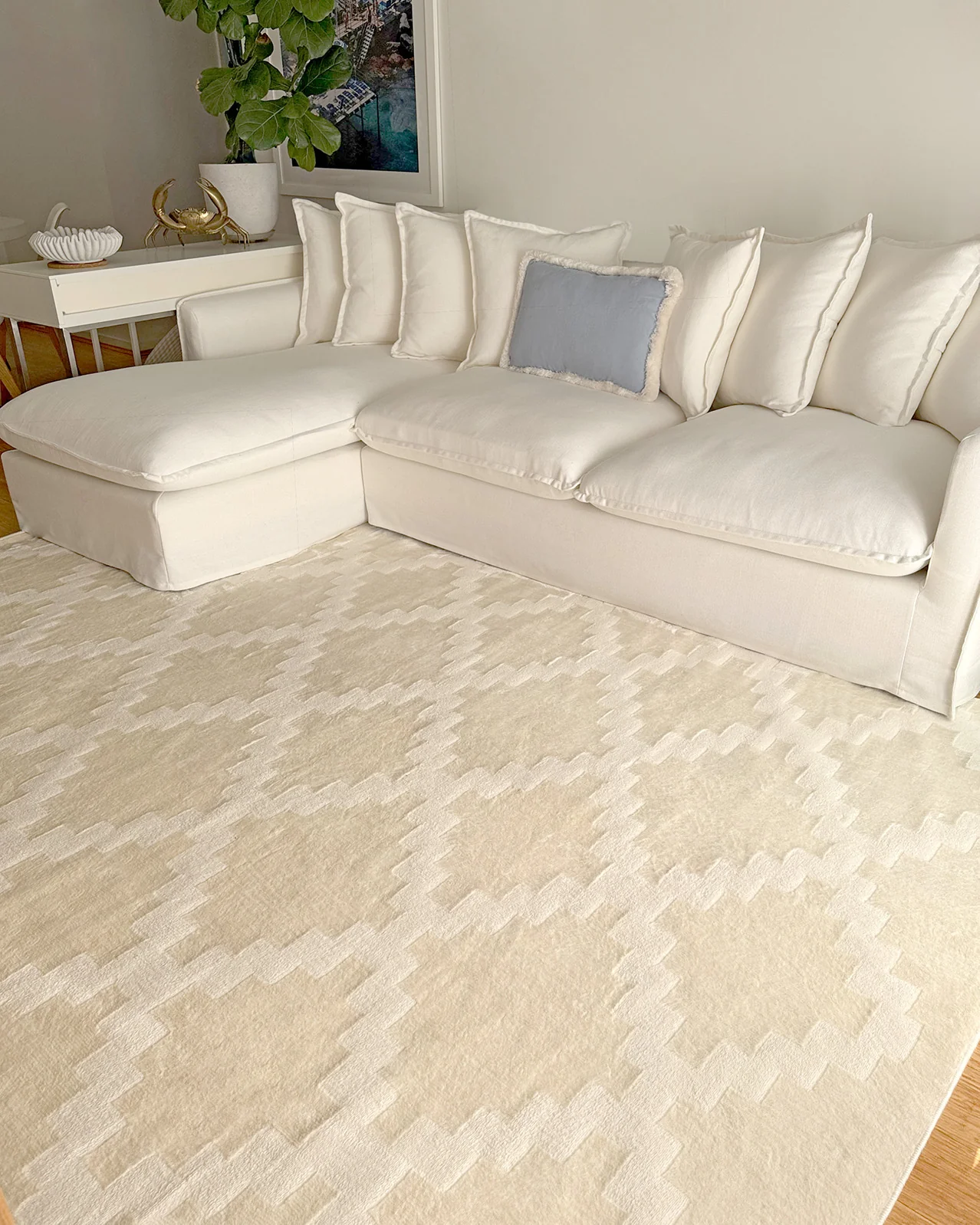 Tata Textured Diamond Neutral Rug - Image 2