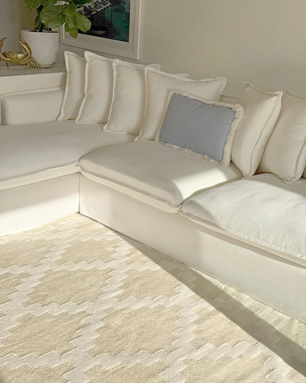 Tata Textured Diamond Neutral Rug - Image 3