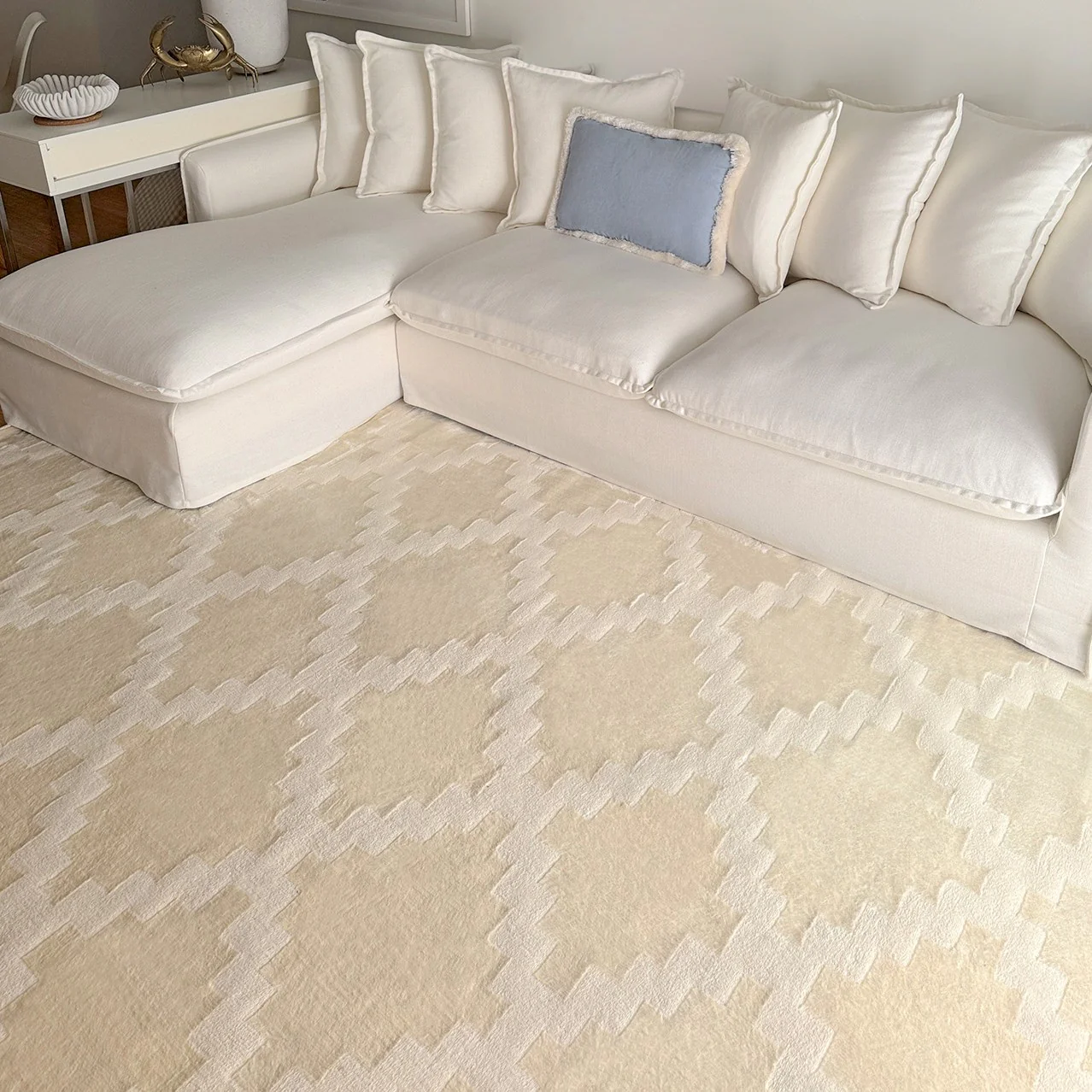 Tata Textured Diamond Neutral Rug - Image 4