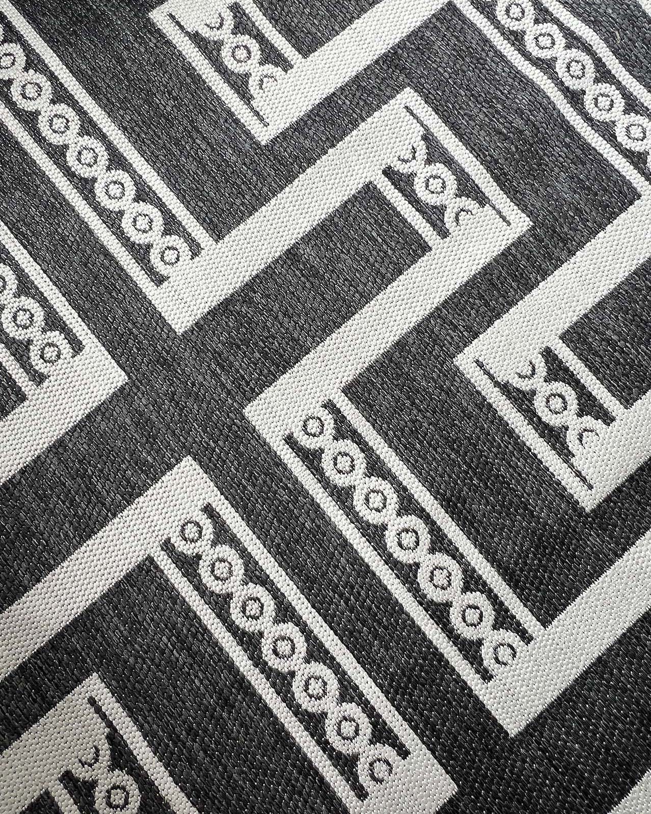 Teyona Charcoal and Ivory Tribal Flatweave Indoor Outdoor Rug - Image 6