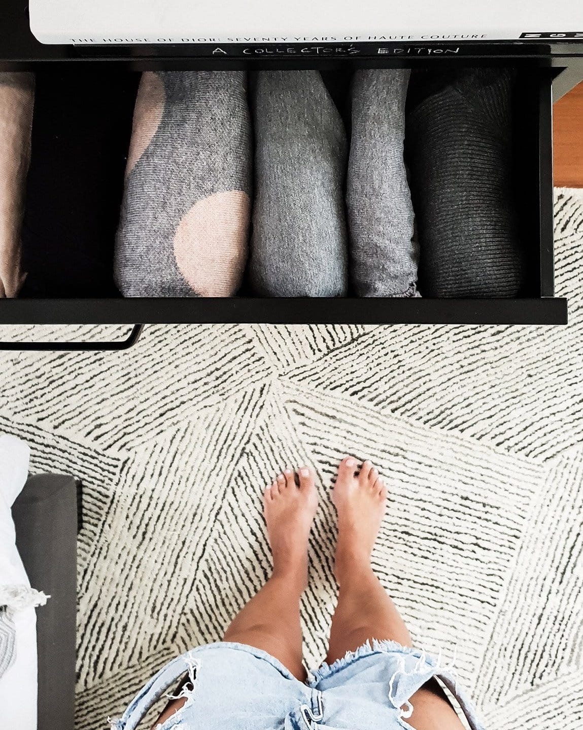 Tilde Charcoal and Ivory Striped Modern Wool Rug - Image 14