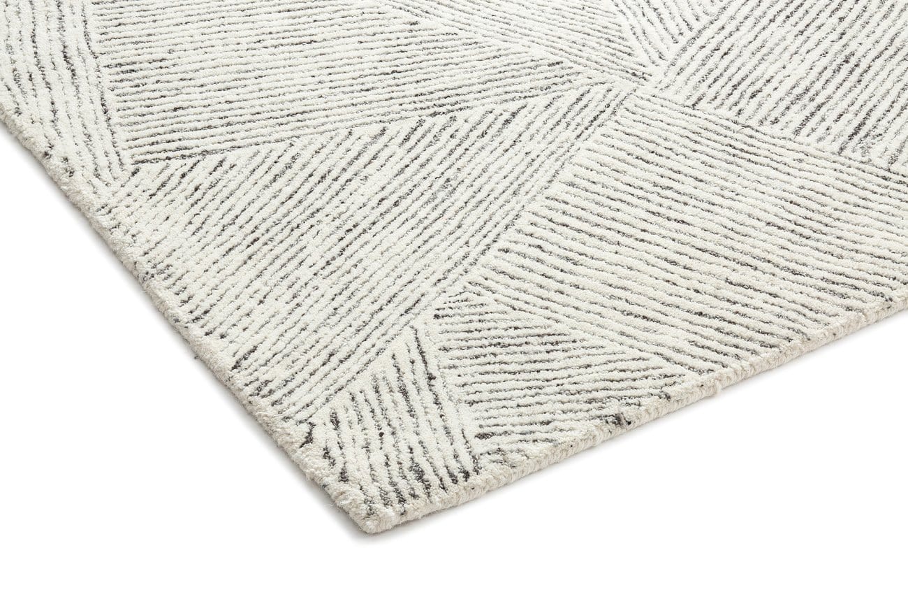 Tilde Charcoal and Ivory Striped Modern Wool Rug - Image 16