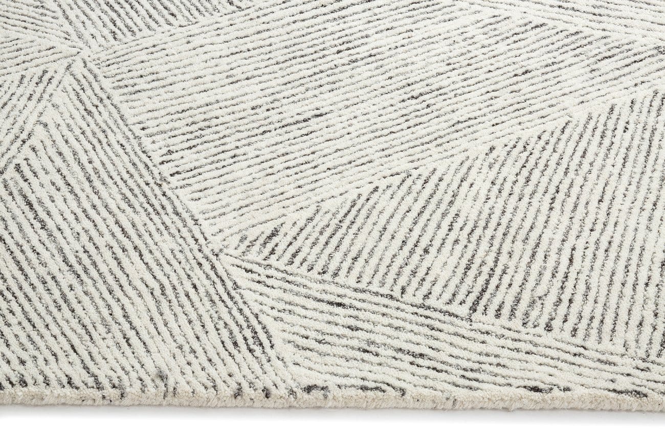 Tilde Charcoal and Ivory Striped Modern Wool Rug - Image 17