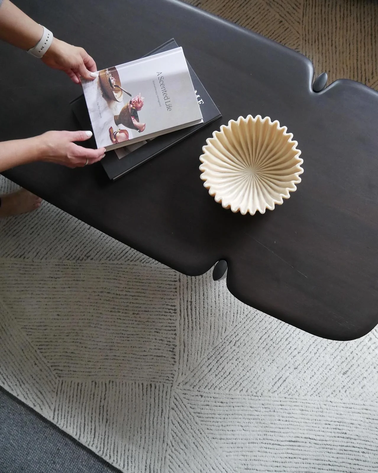 Tilde Charcoal and Ivory Striped Modern Wool Rug - Image 5