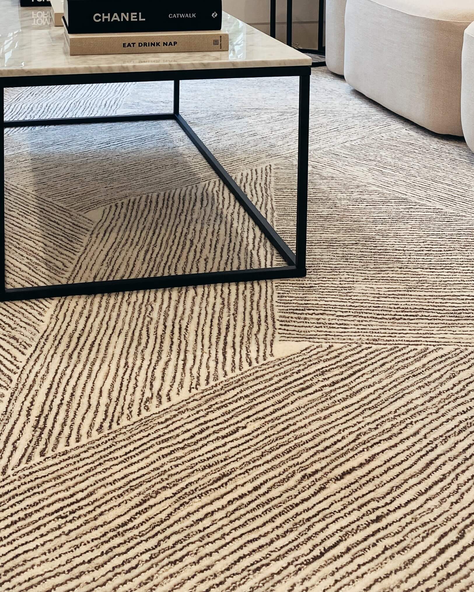 Tilde Charcoal and Ivory Striped Modern Wool Rug - Image 9