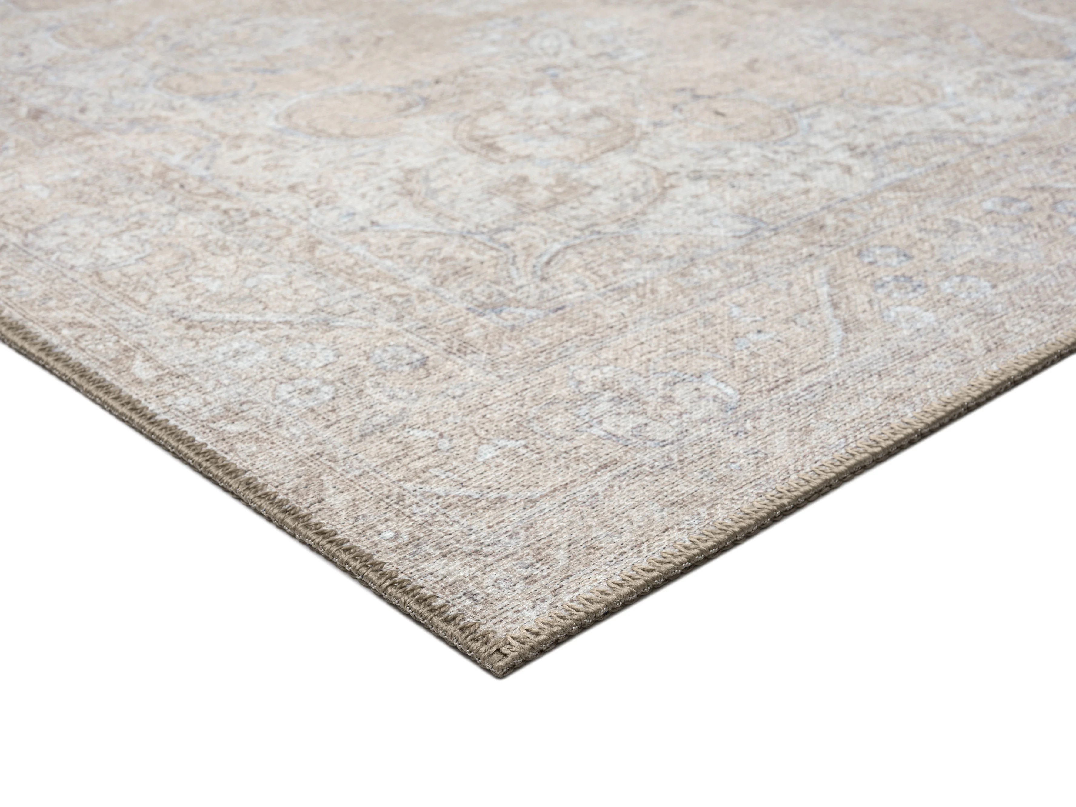 Tinka Beige and Grey Traditional Distressed Washable Rug - Image 17