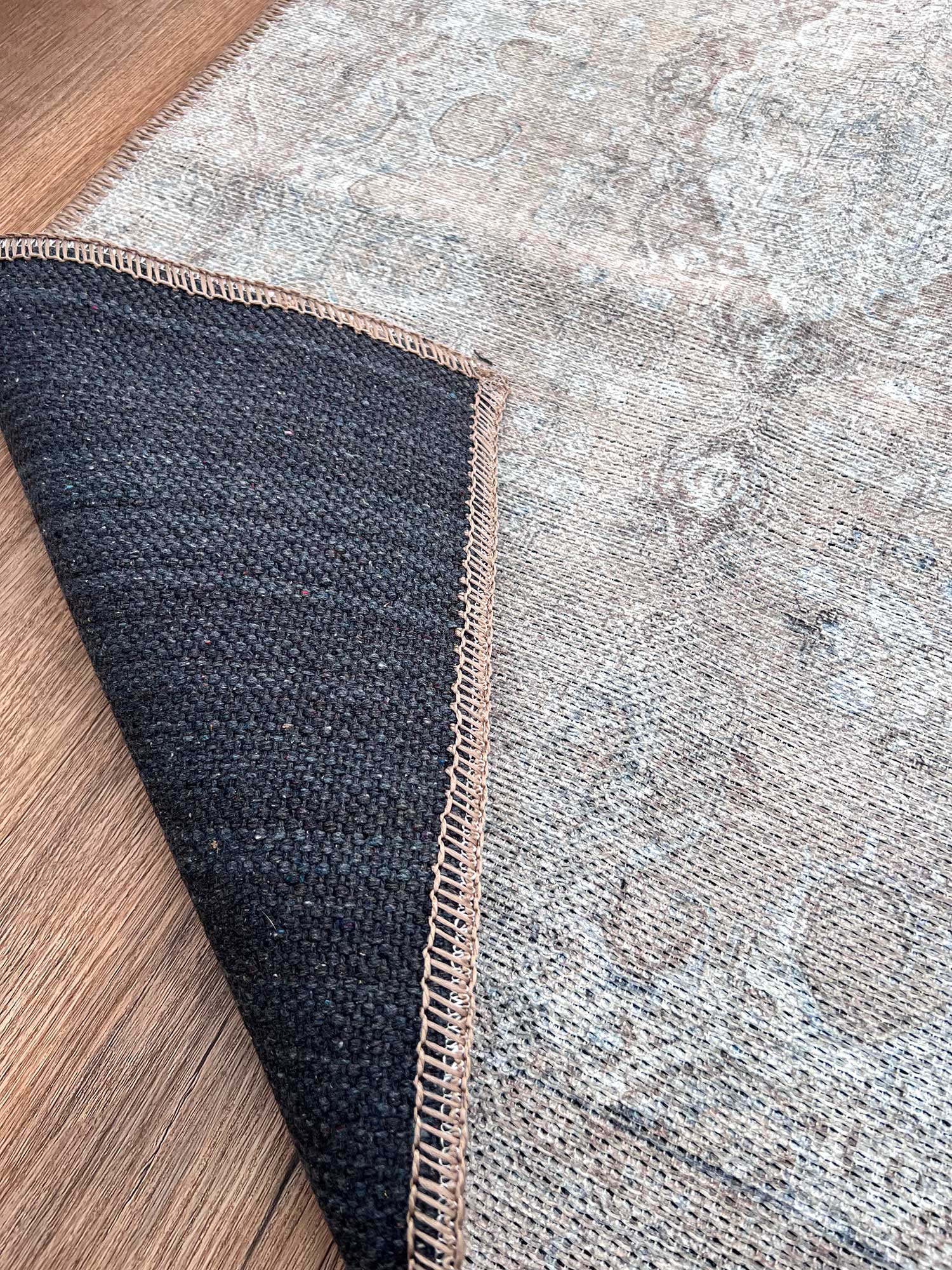 Tinka Beige and Grey Traditional Distressed Washable Runner Rug - Image 12