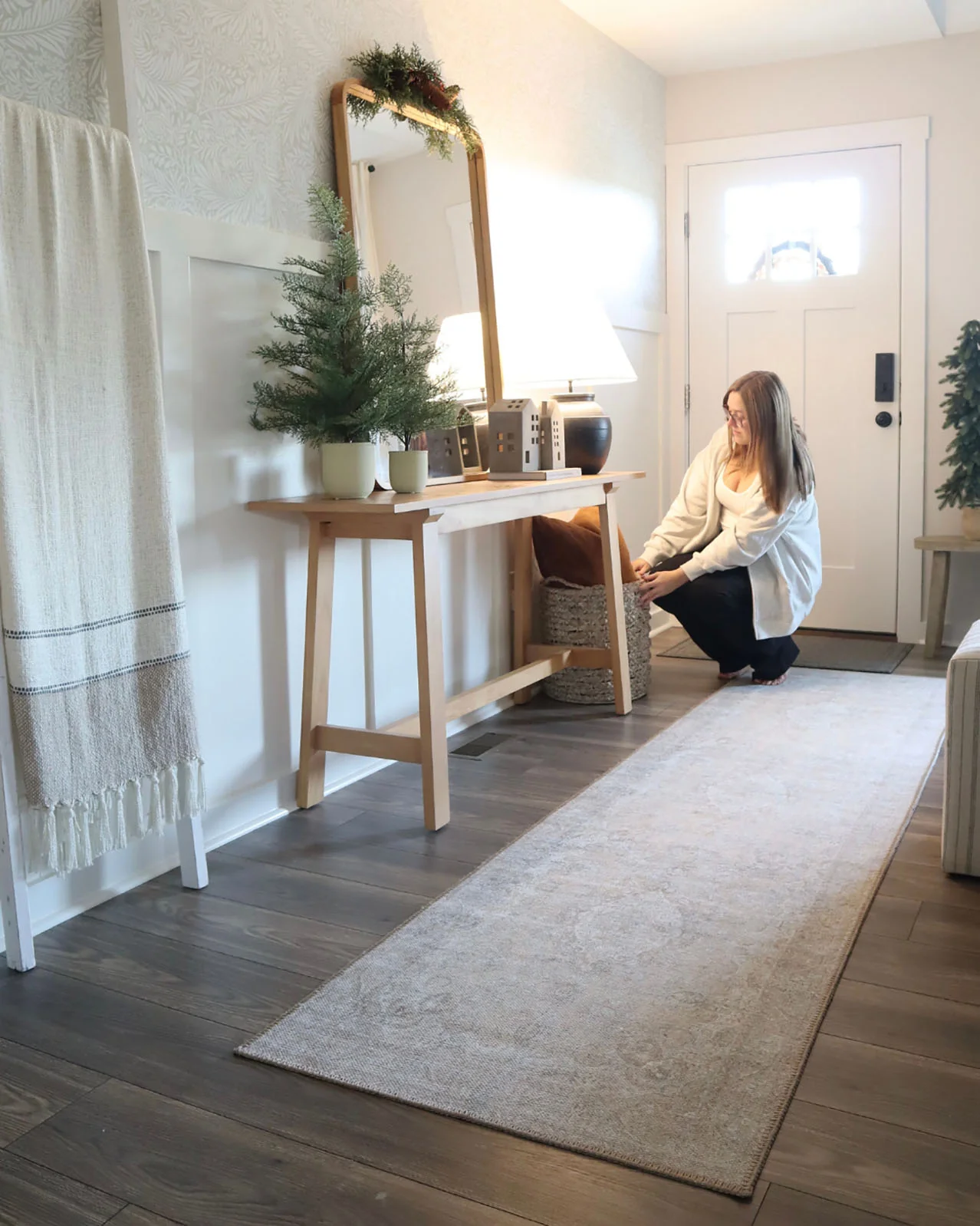 Tinka Beige and Grey Traditional Distressed Washable Runner Rug - Image 2
